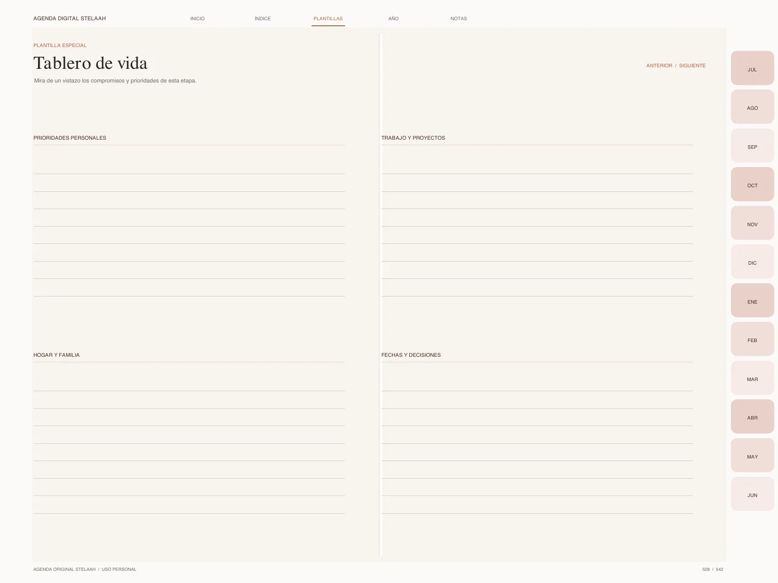Actual specialty template inside Free Spanish 2026 2027 Midyear All in One Digital Planner for iPad
