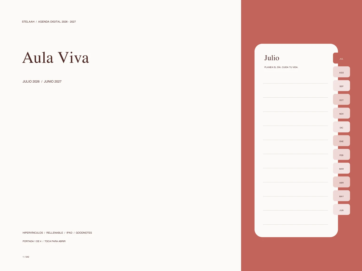 Actual cover inside Free Spanish 2026 2027 Midyear Teacher Digital Planner for iPad