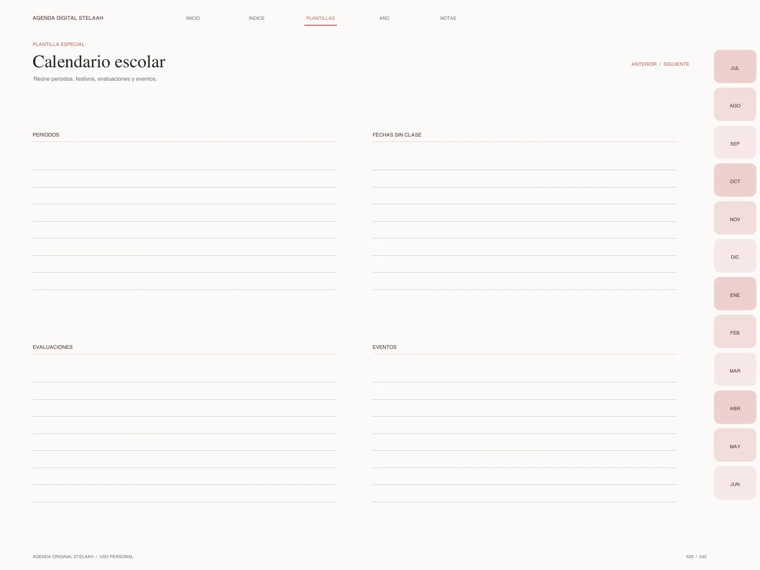 Actual specialty template inside Free Spanish 2026 2027 Midyear Teacher Digital Planner for iPad