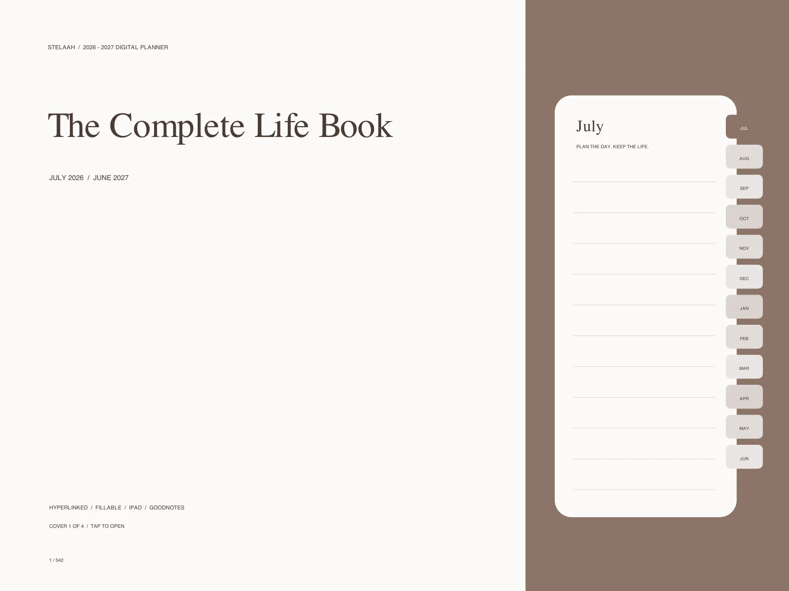 Actual cover inside Free 2026 2027 Midyear All in One Digital Planner for Life and iPad