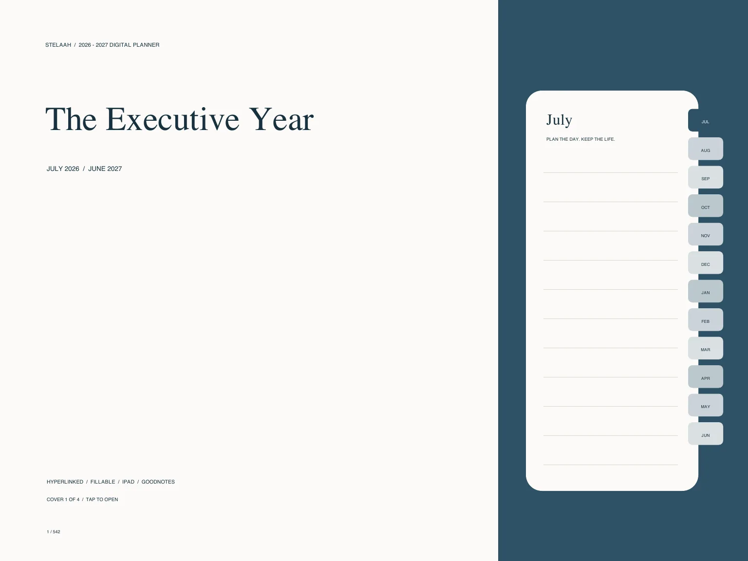 Actual cover inside Free 2026 2027 Midyear Executive Business Digital Planner for iPad