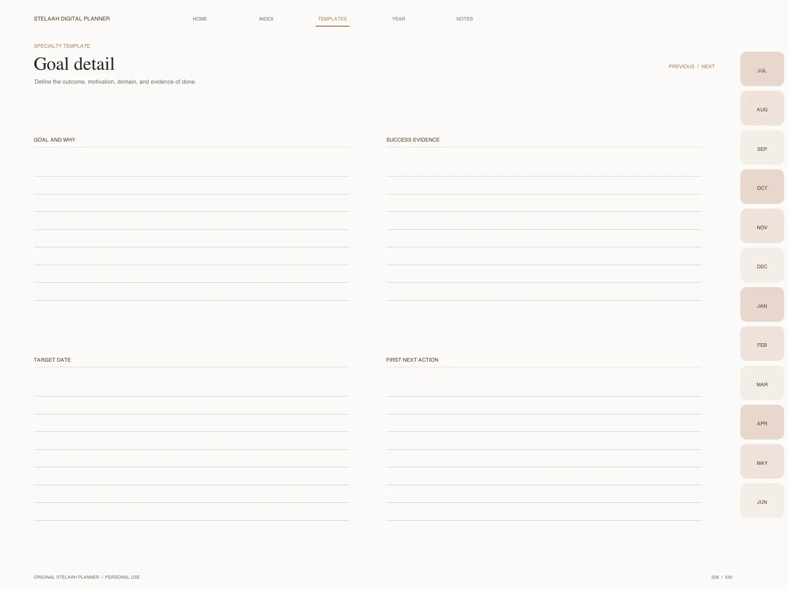 Actual specialty template inside Free 2026 2027 Midyear Goal and Habit Digital Planner for Goodnotes