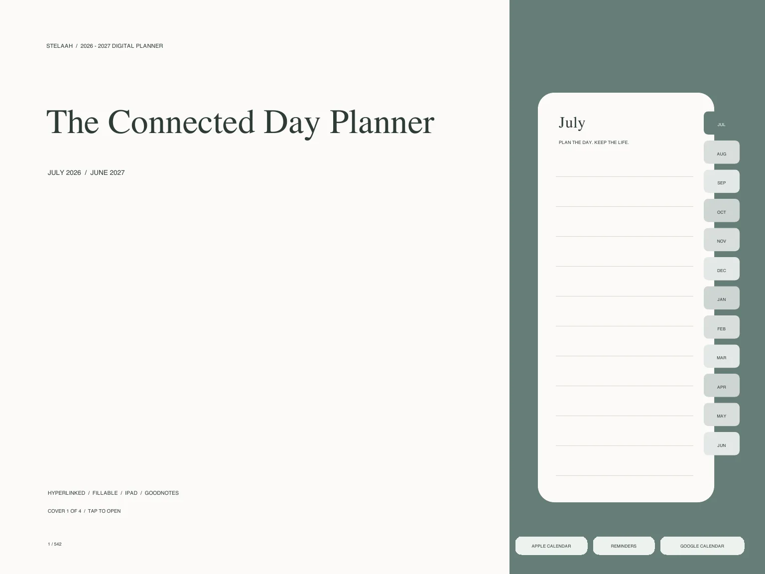 Actual cover inside Free 2026 2027 Midyear Hyperlinked Digital Planner for iPad with Calendar Shortcuts