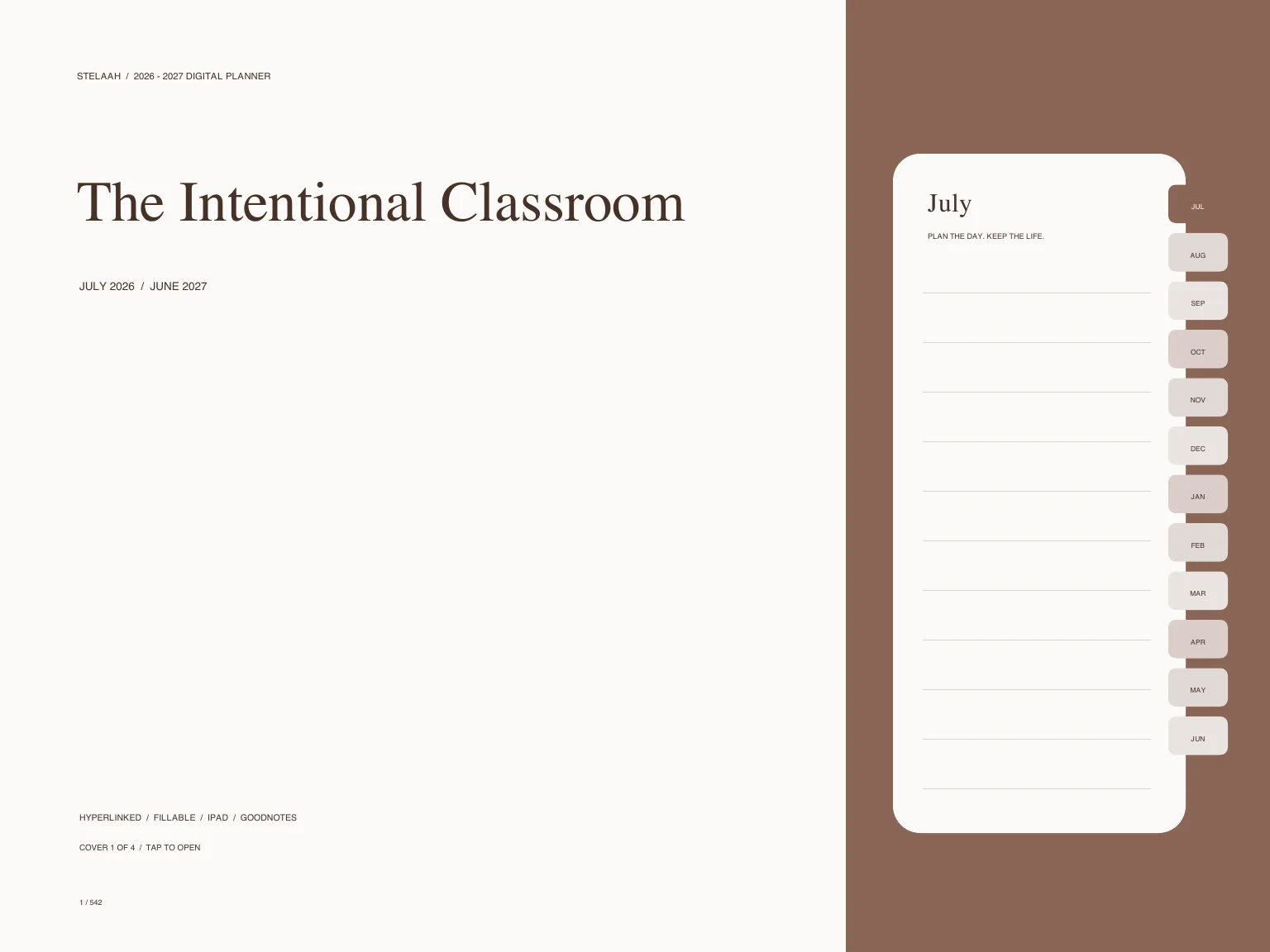 Actual cover inside Free 2026 2027 Midyear Teacher Digital Planner for Goodnotes