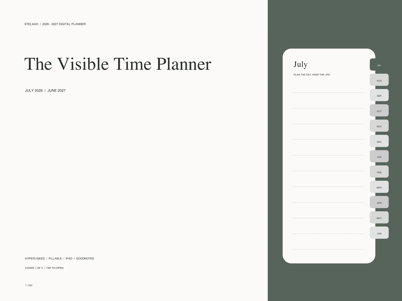 Actual cover inside Free 2026 2027 Midyear Time Blocking Digital Planner for iPad