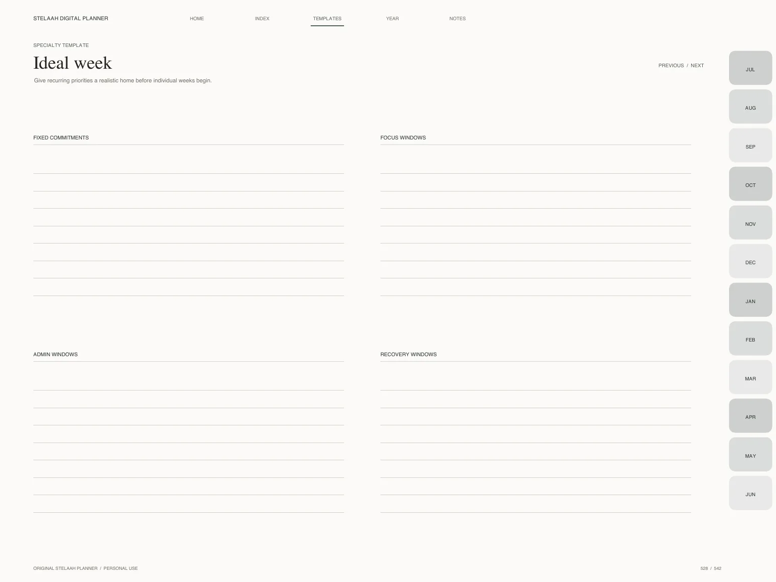 Actual specialty template inside Free 2026 2027 Midyear Time Blocking Digital Planner for iPad