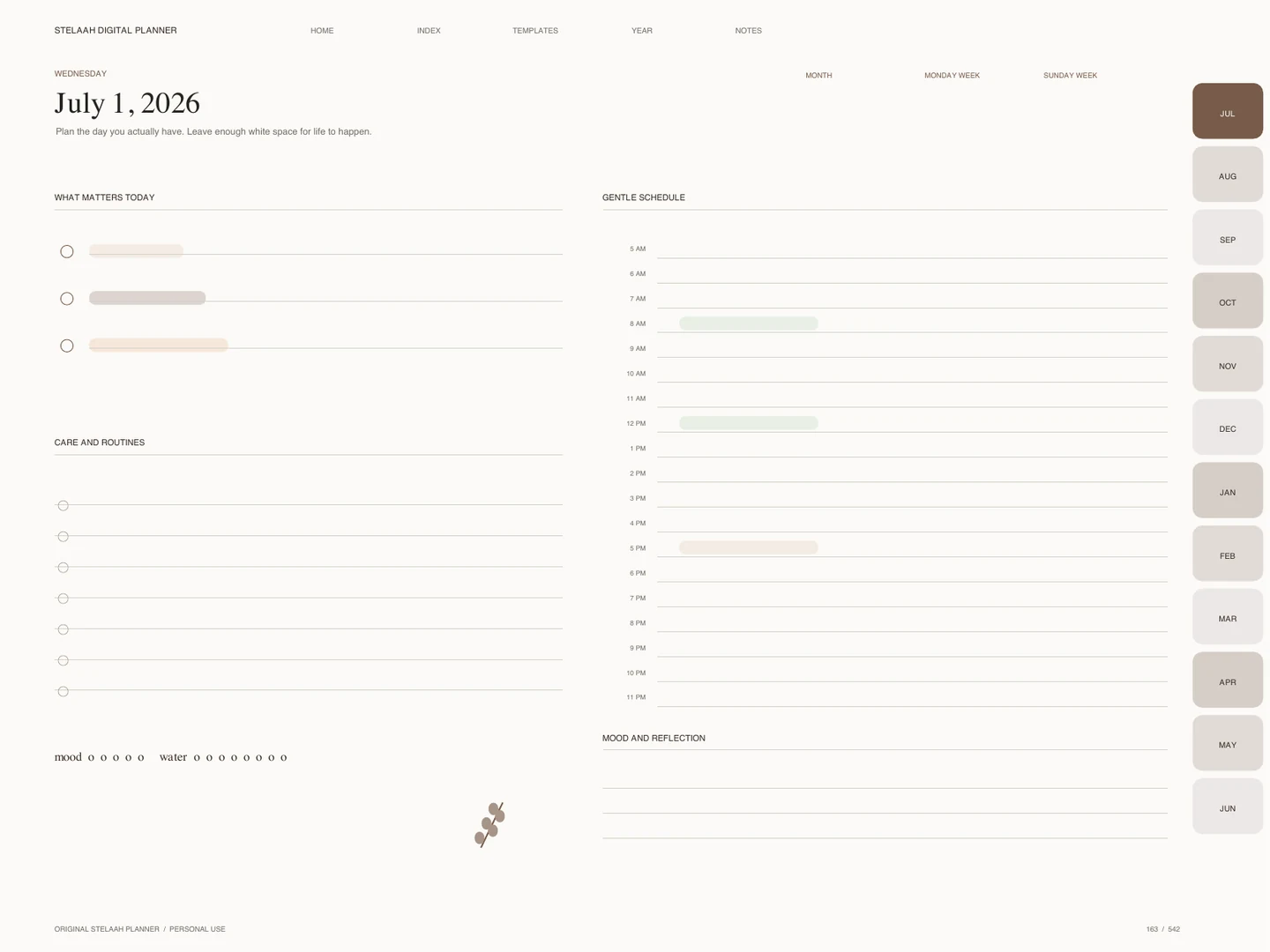 Actual dated daily page inside Free 2026 2027 Midyear Wellness Digital Planner for iPad