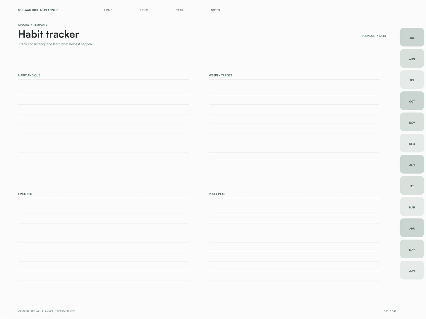 Free 2026 to 2027 Midyear Digital Planner for iPad: Habit tracker