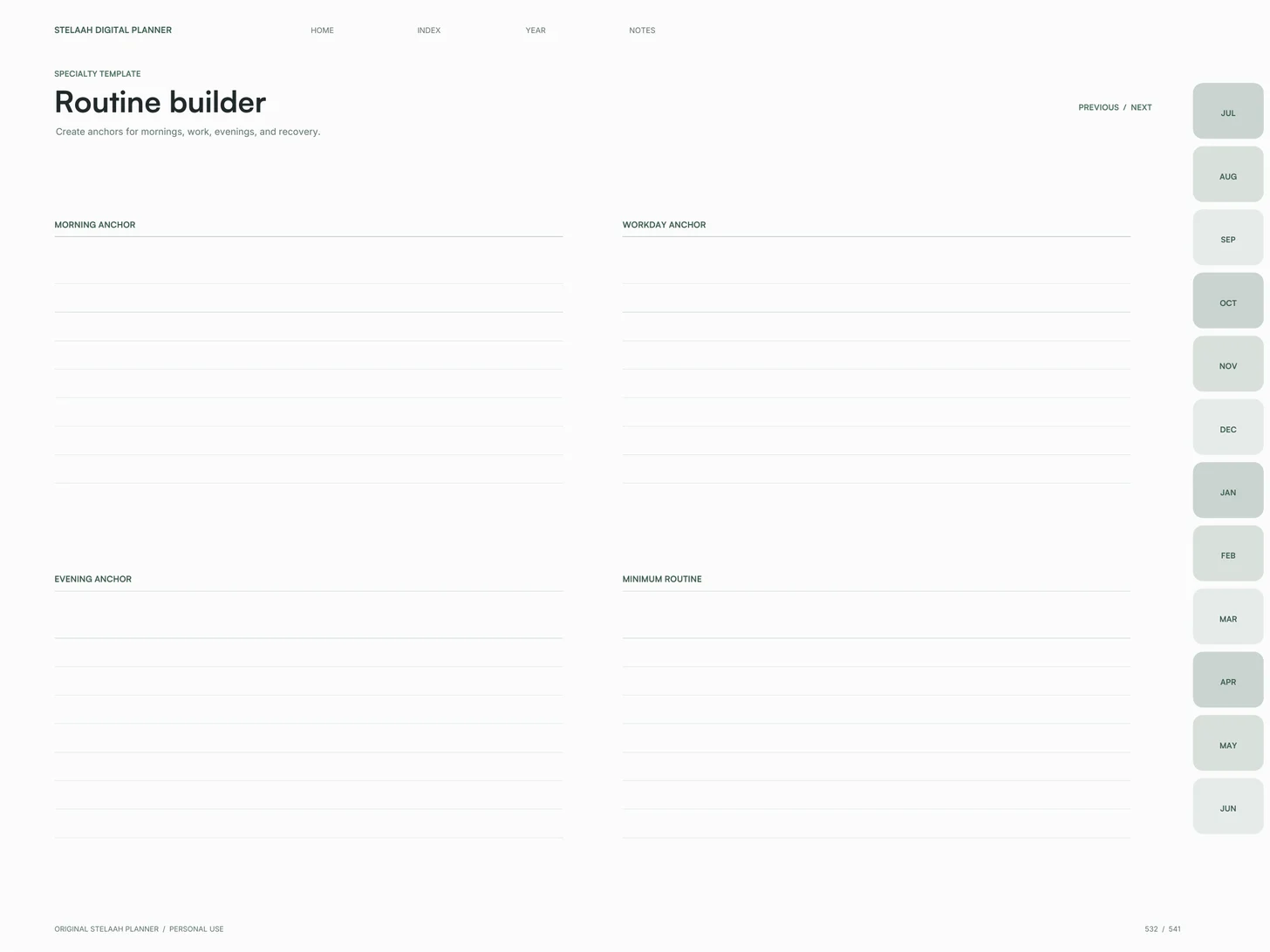 Free 2026 to 2027 Midyear Digital Planner for iPad: Routines