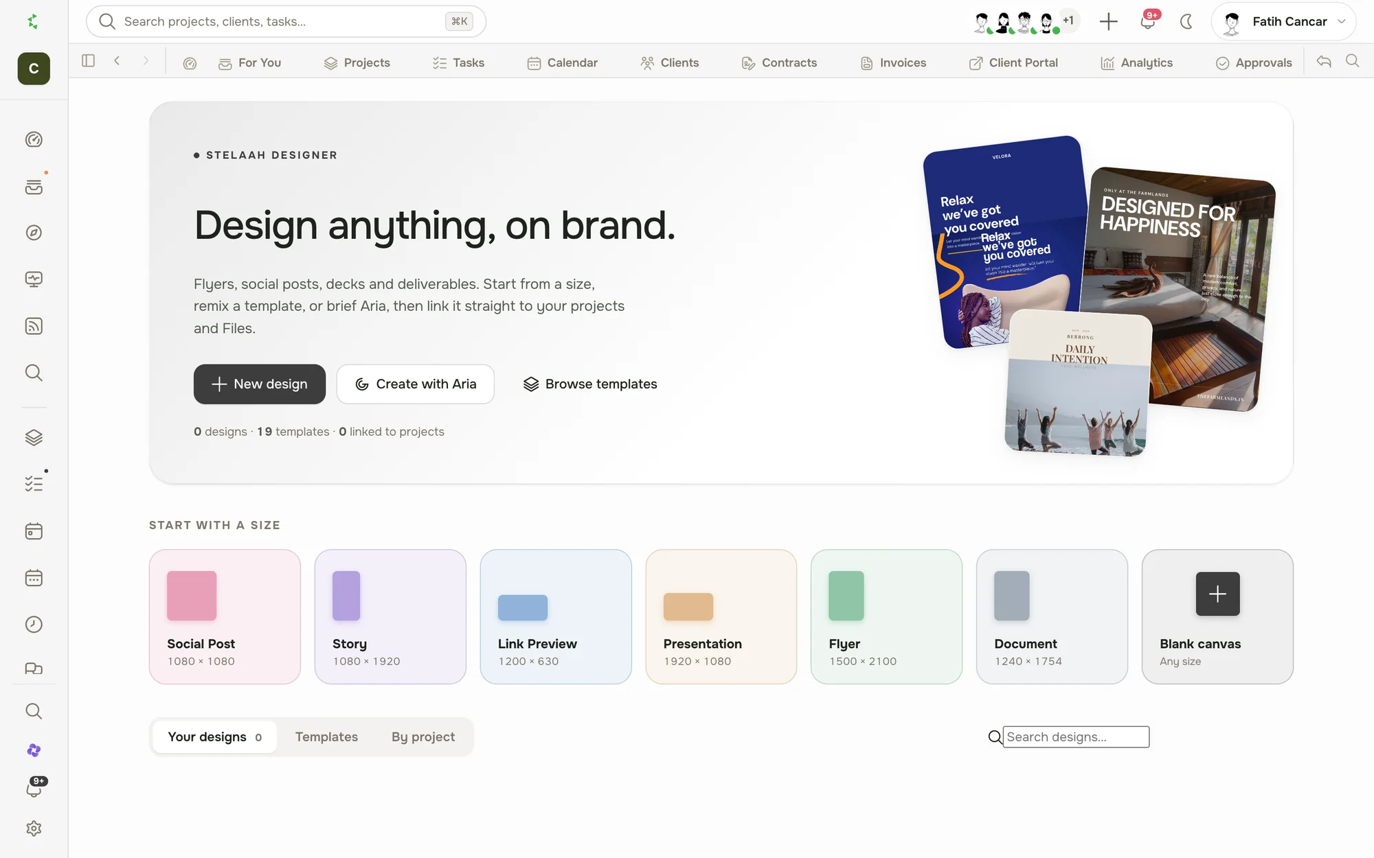 the Create with Aria panel building a pitch deck