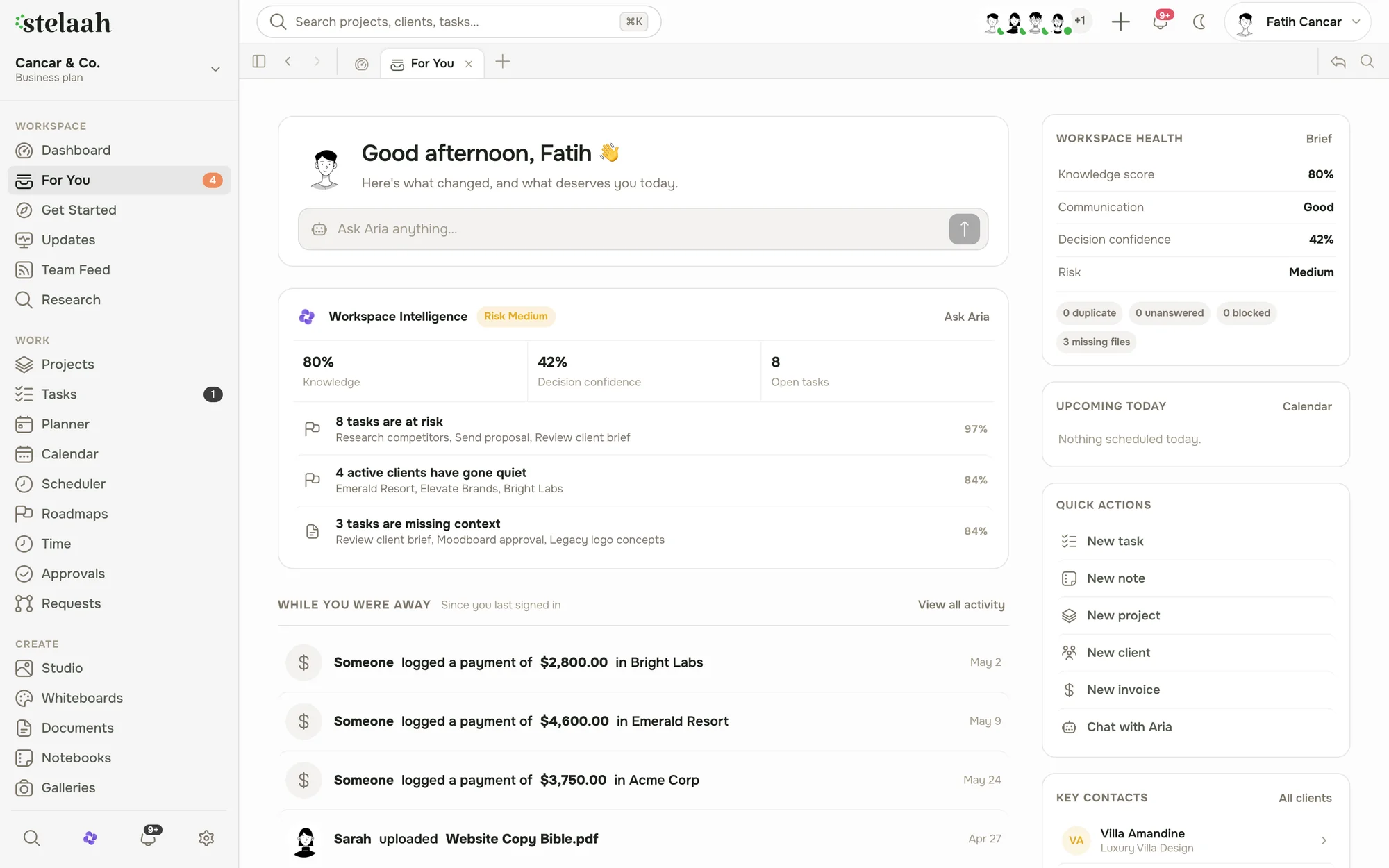 A client onboarding template that greets a new client