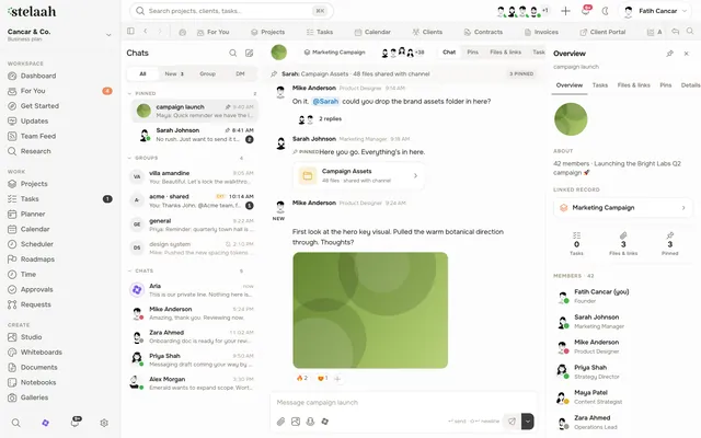 The Stelaah Messages workspace