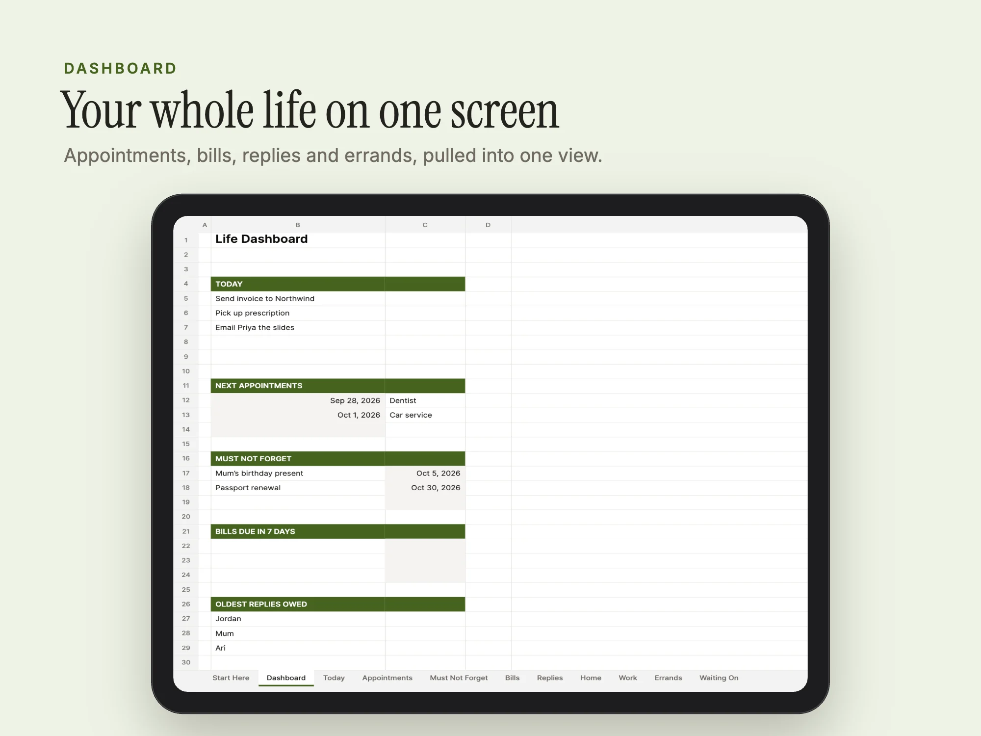 Stelaah ADHD Life Dashboard: Dashboard