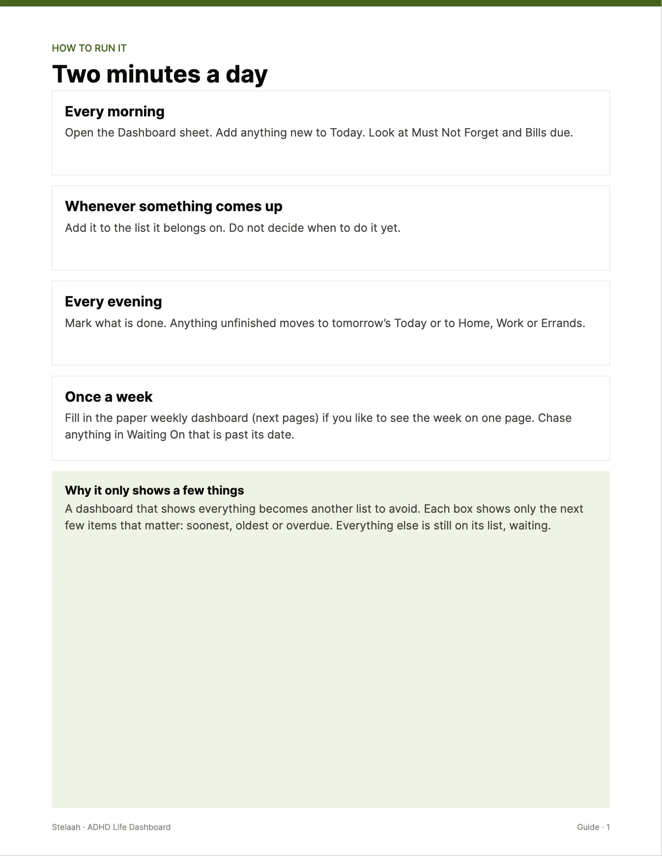 Cover of the Stelaah ADHD Life Dashboard