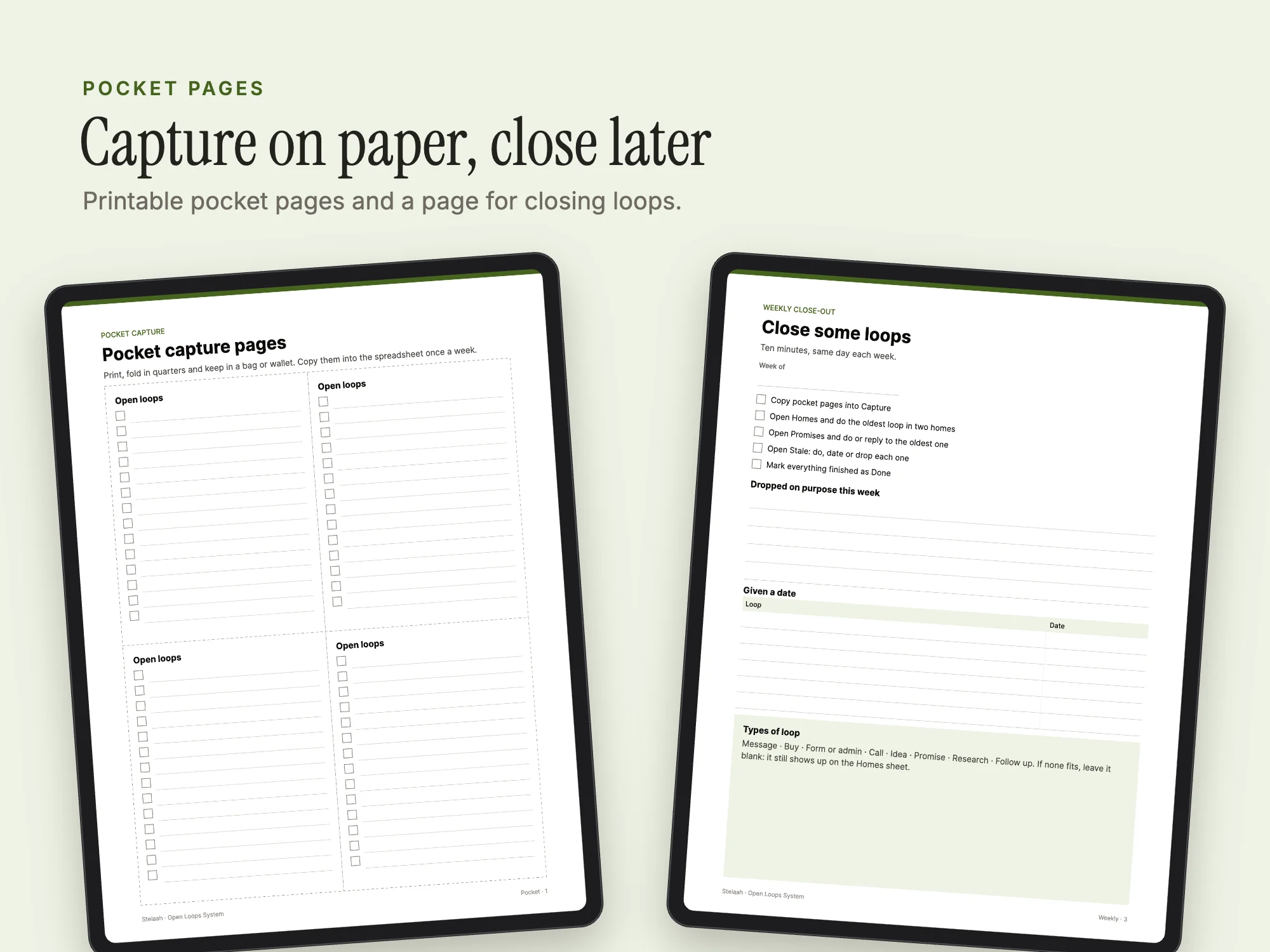 Stelaah Open Loops System: Pocket pages
