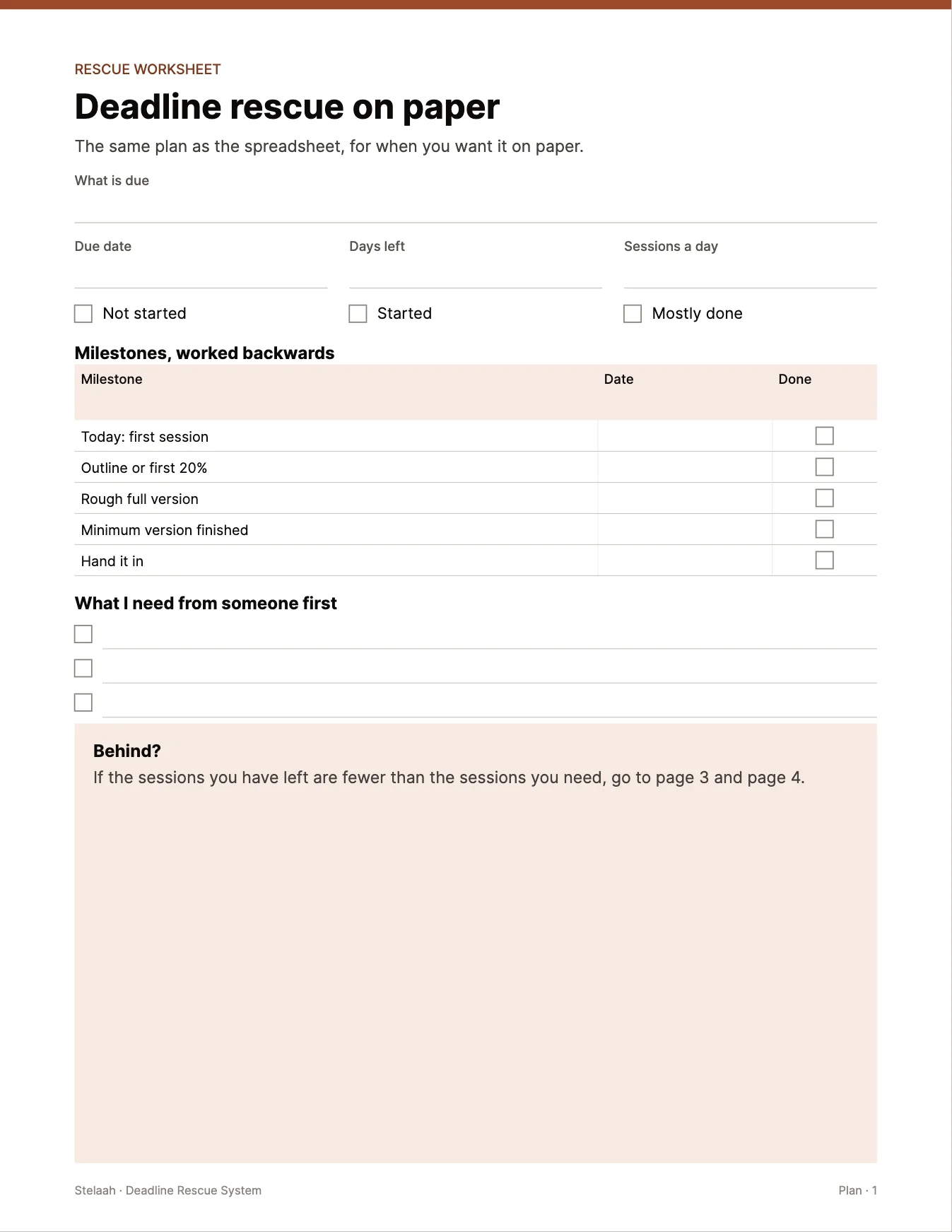 Cover of the Stelaah Deadline Rescue System