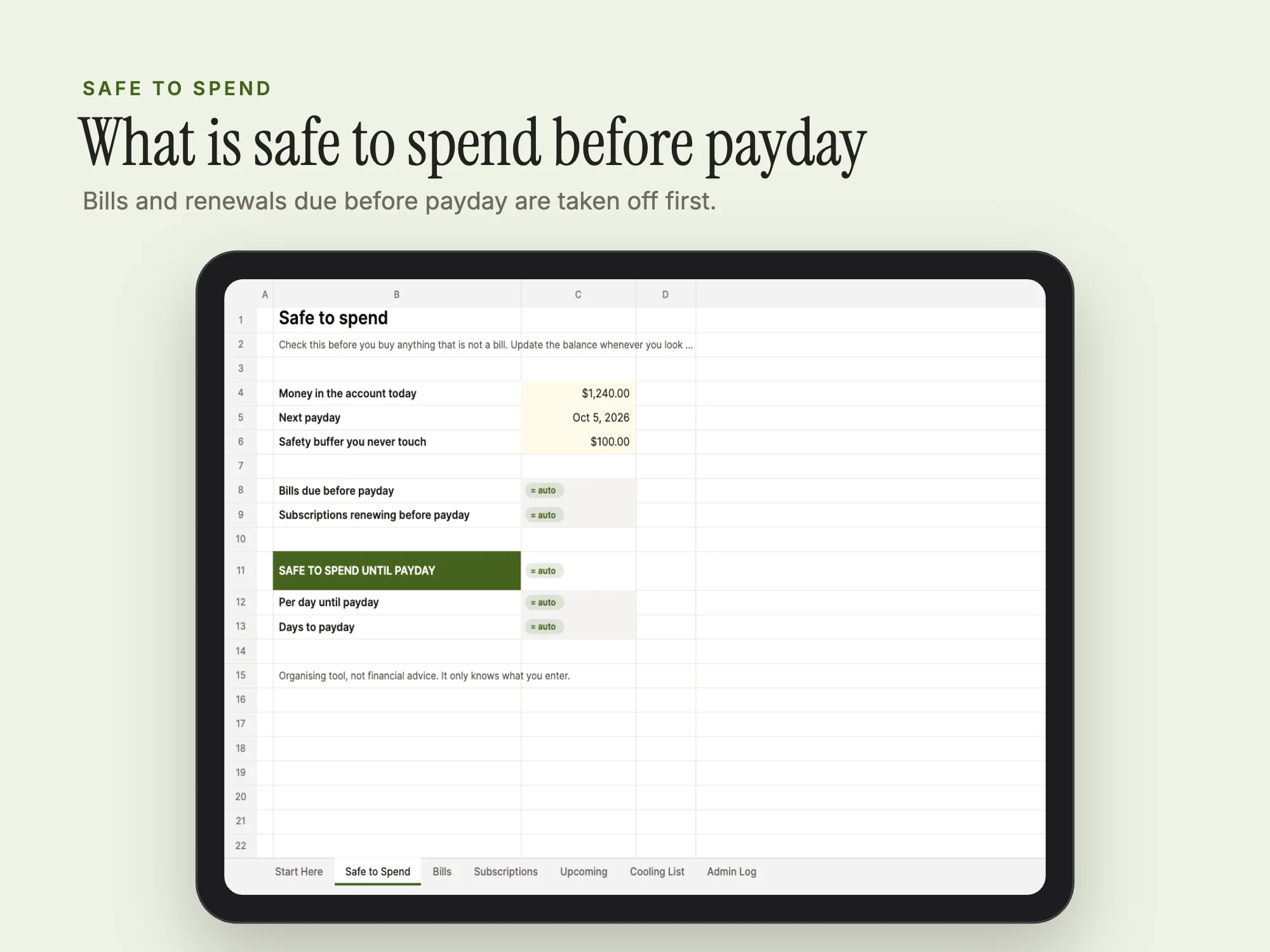 Stelaah ADHD Money Guardrails: Safe to Spend