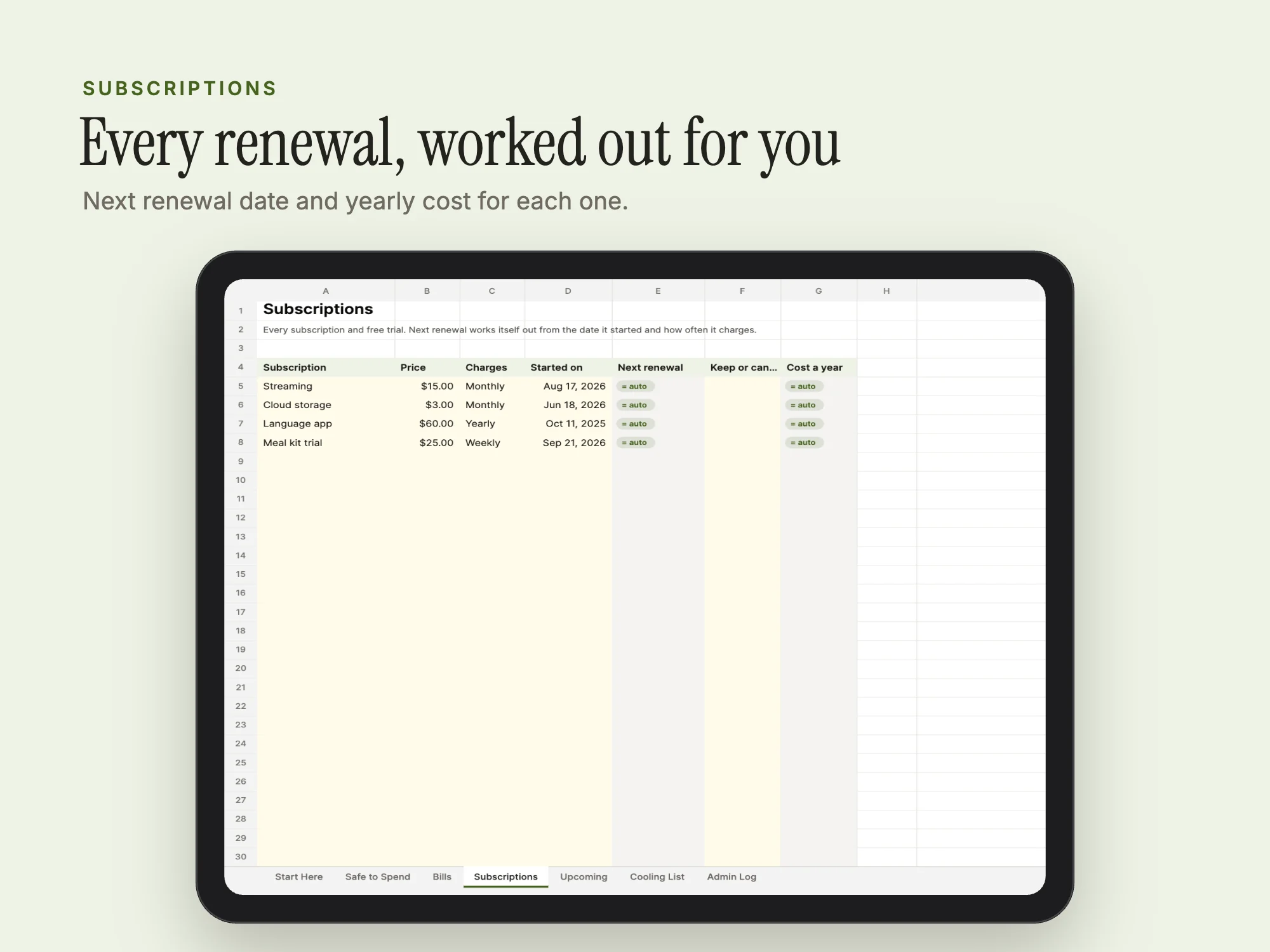 Stelaah ADHD Money Guardrails: Subscriptions