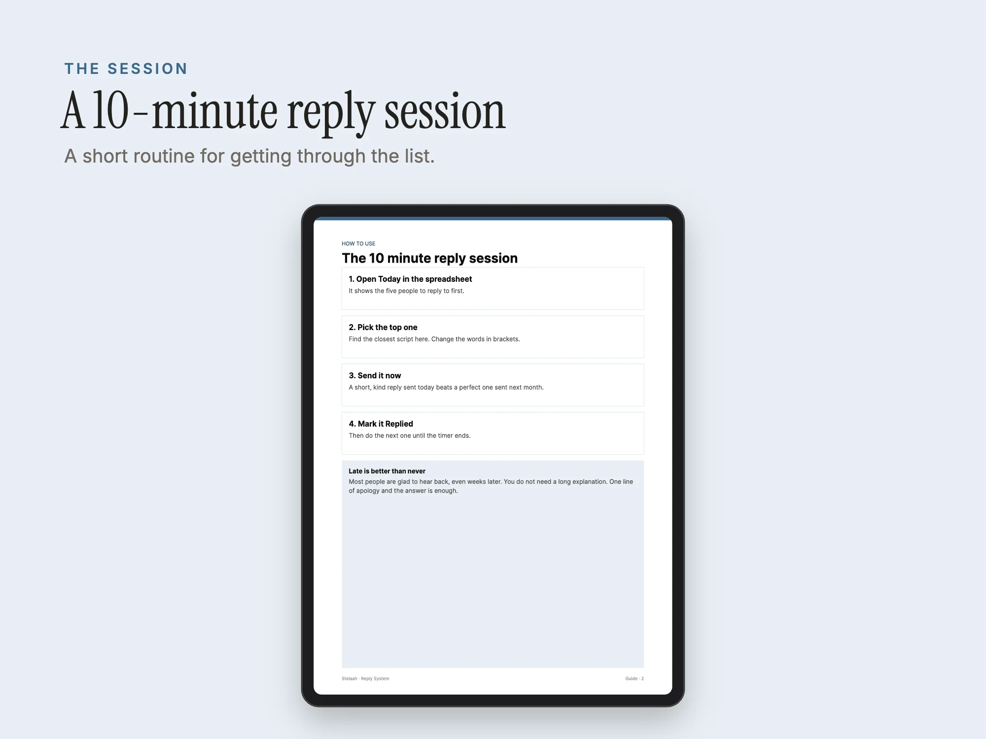 Stelaah Reply System: The session