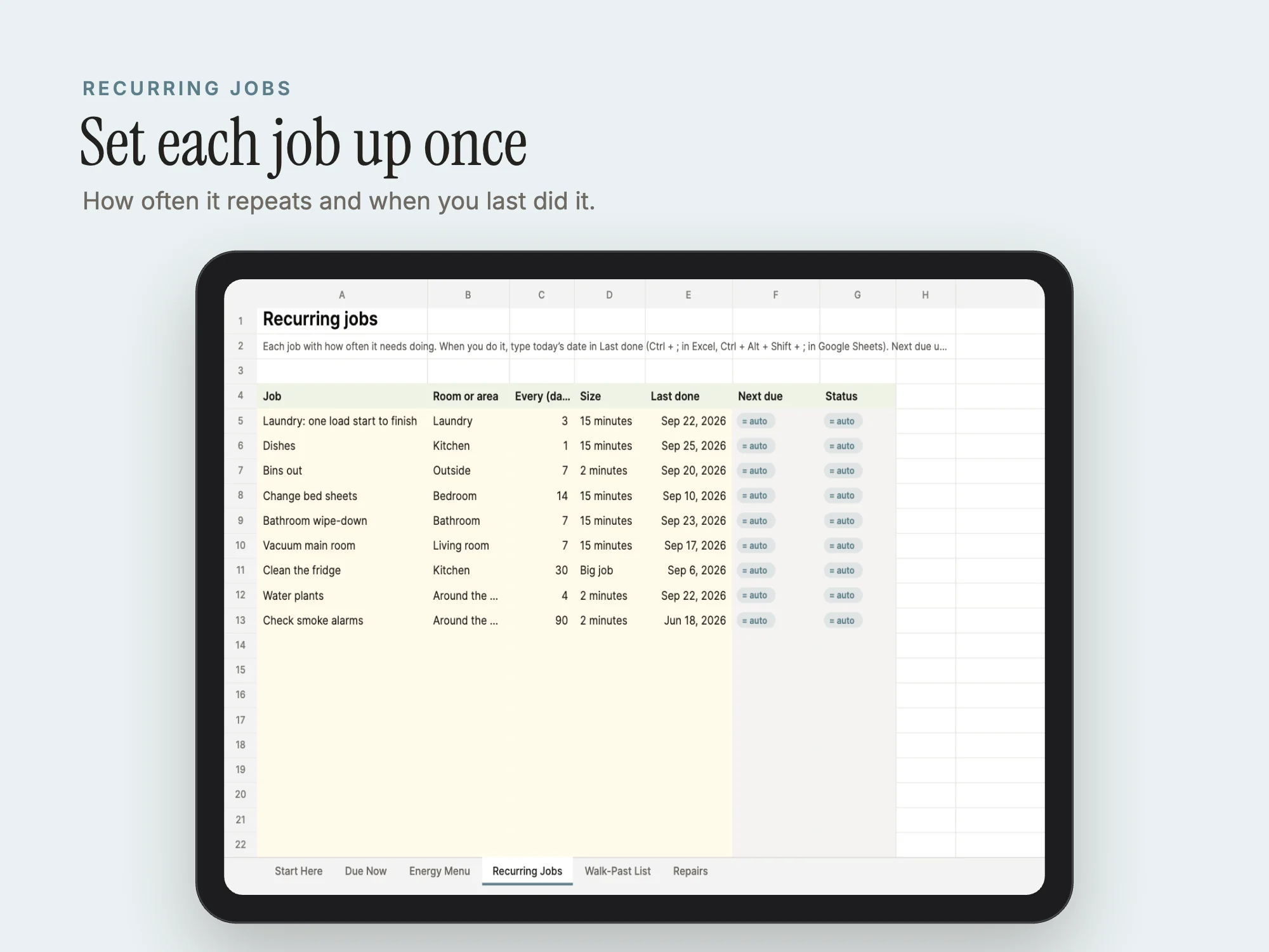 Stelaah ADHD Home Maintenance System: Recurring Jobs