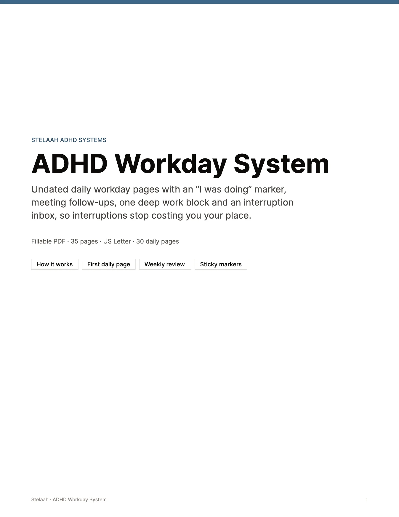 Cover of the Stelaah ADHD Workday System