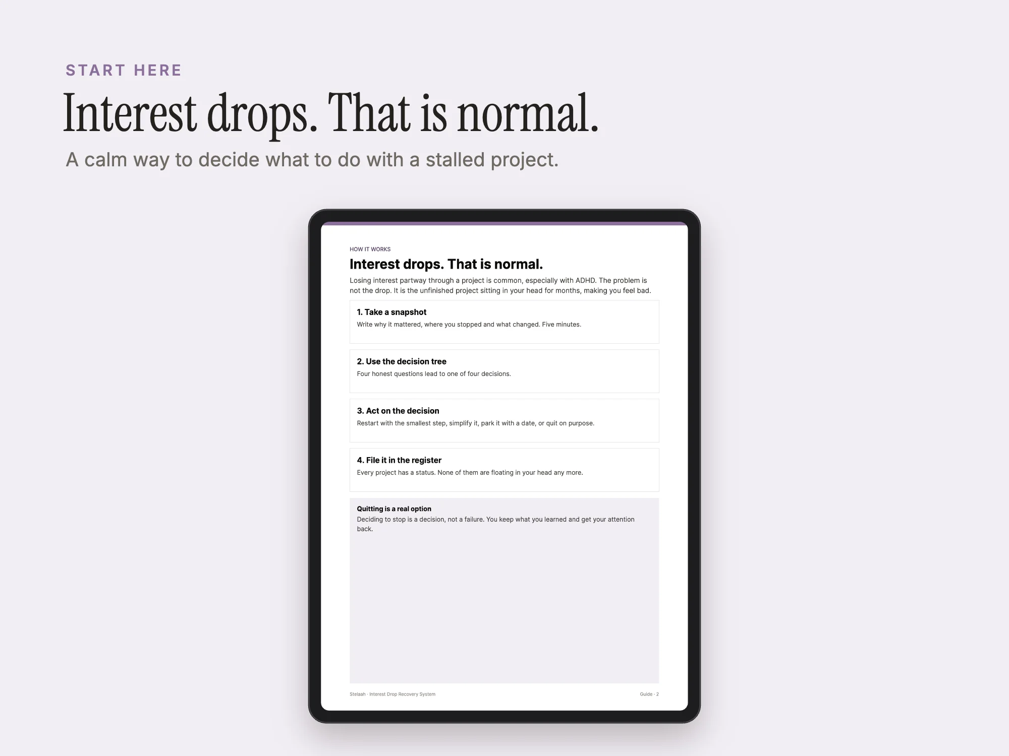 Stelaah Interest Drop Recovery System: Start here