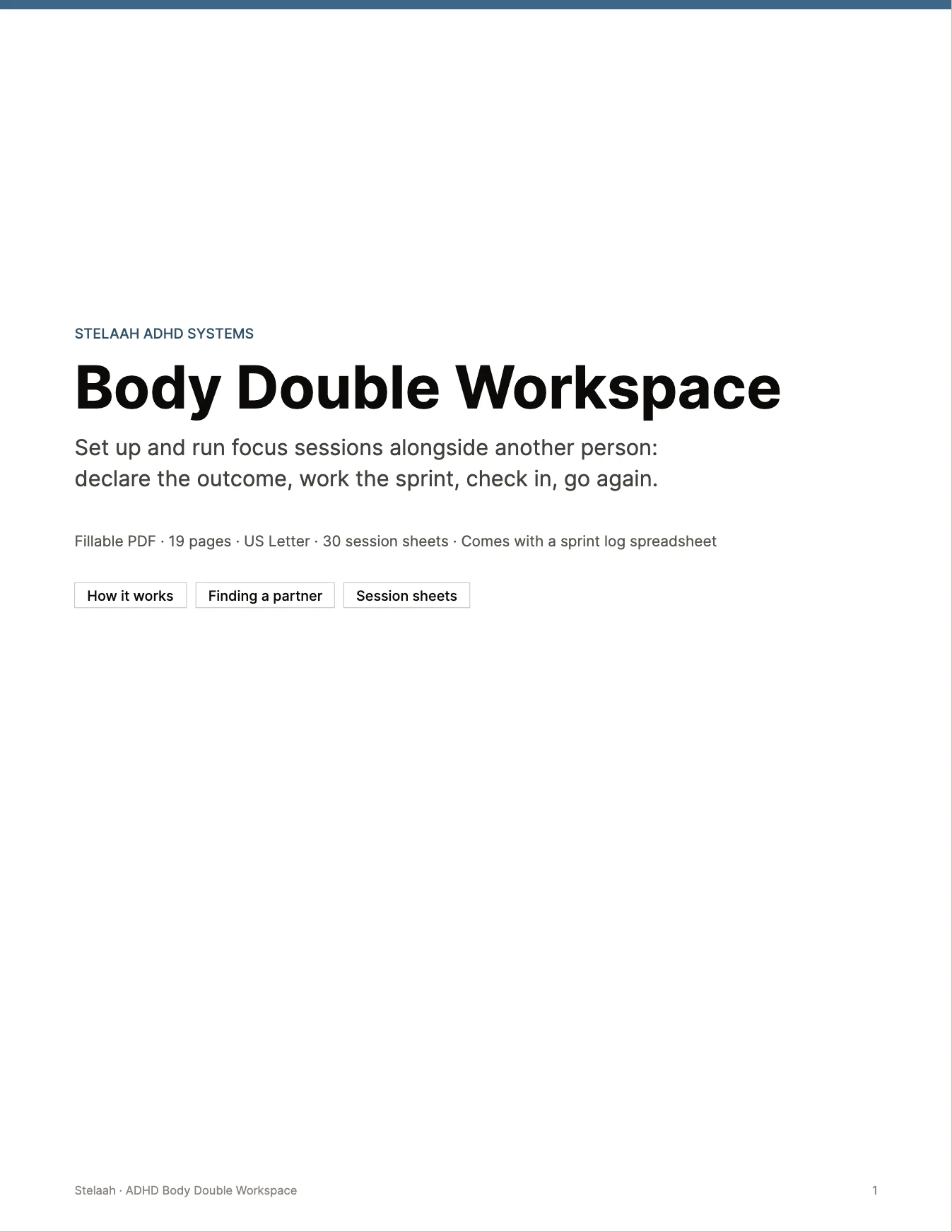Cover of the Stelaah ADHD Body Double Workspace