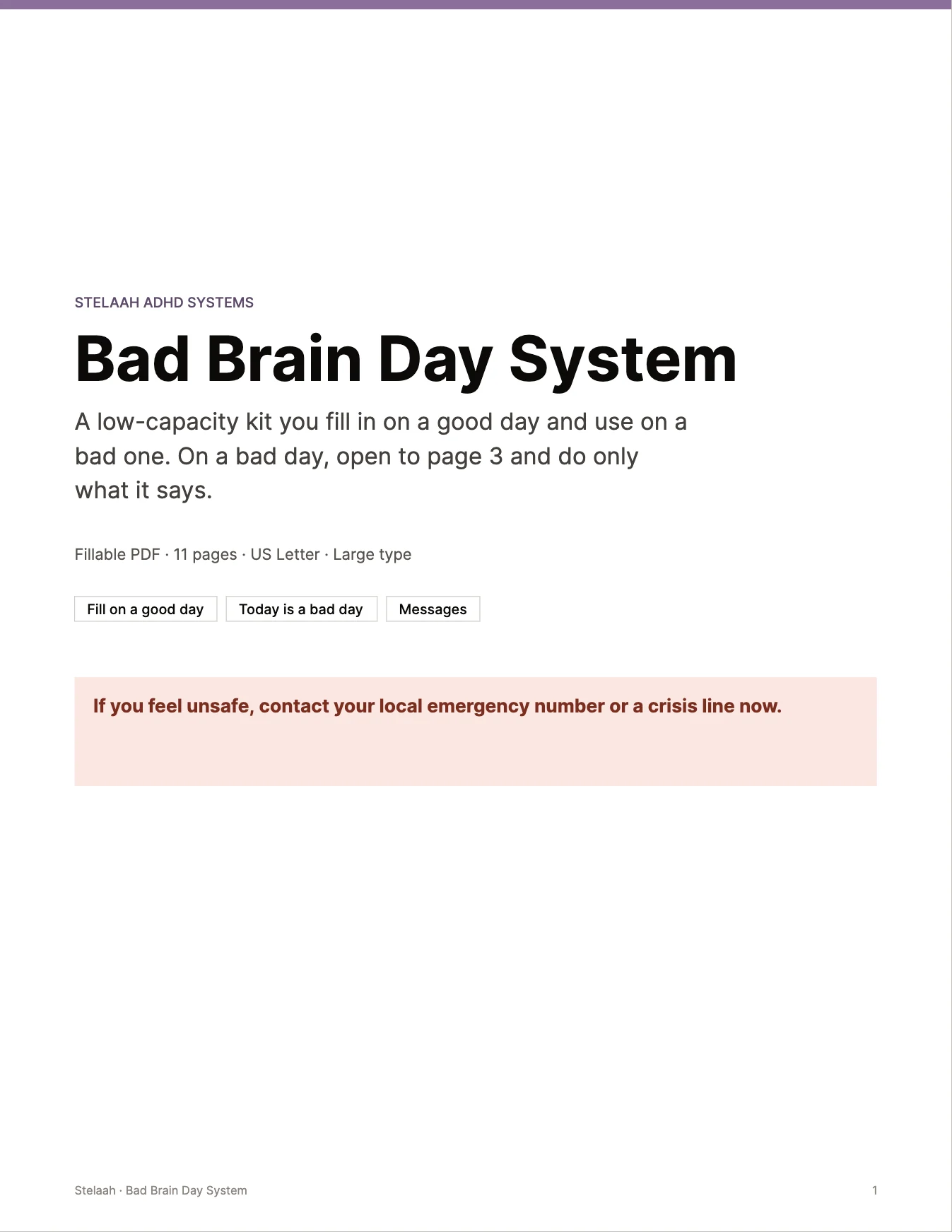 Cover of the Stelaah Bad Brain Day System