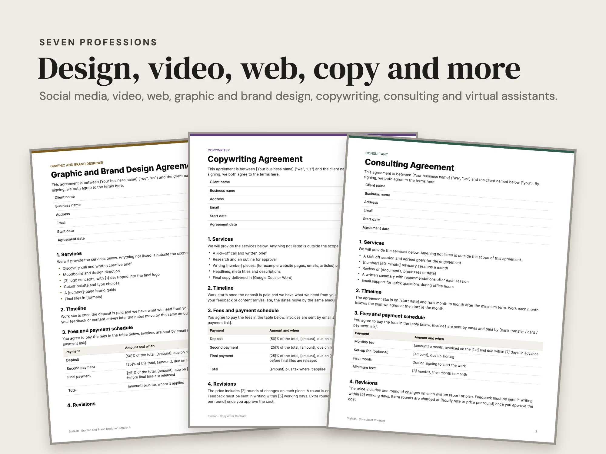 Creative Contract Bundle: Seven professions