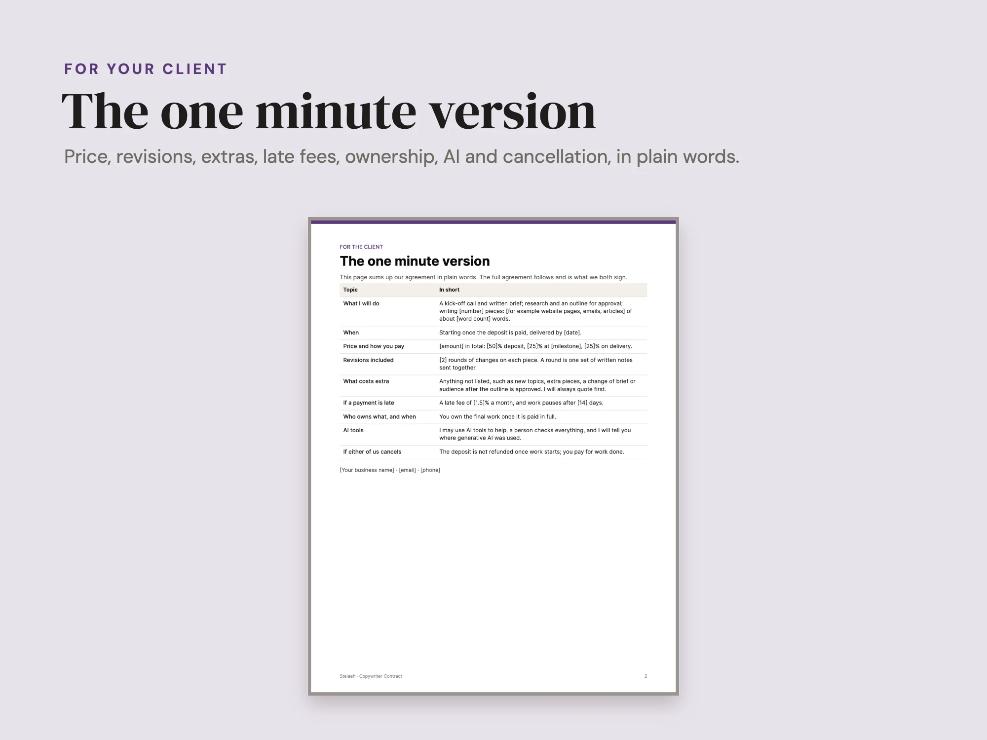 Copywriter Contract: For your client