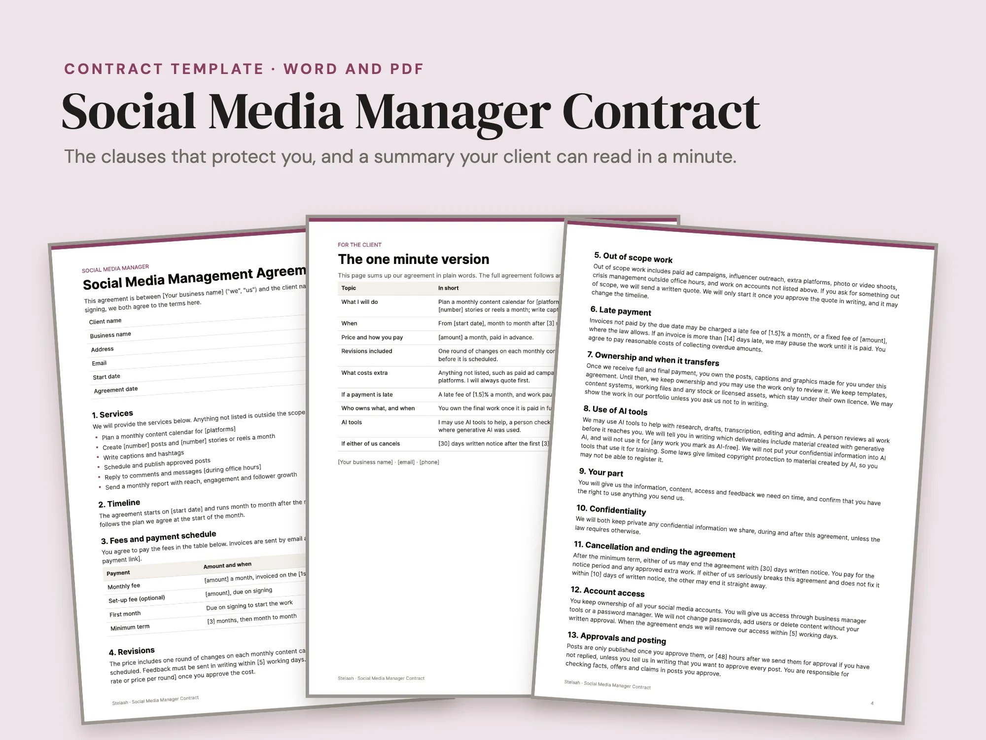 Cover of the Social Media Manager Contract