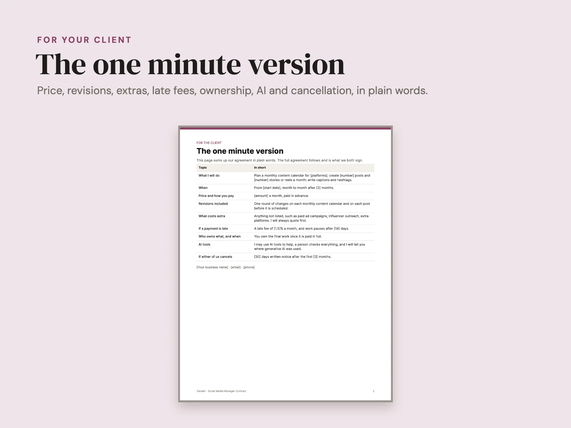 Social Media Manager Contract: For your client