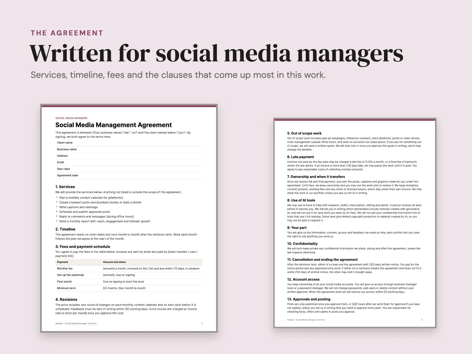 Social Media Manager Contract: The agreement