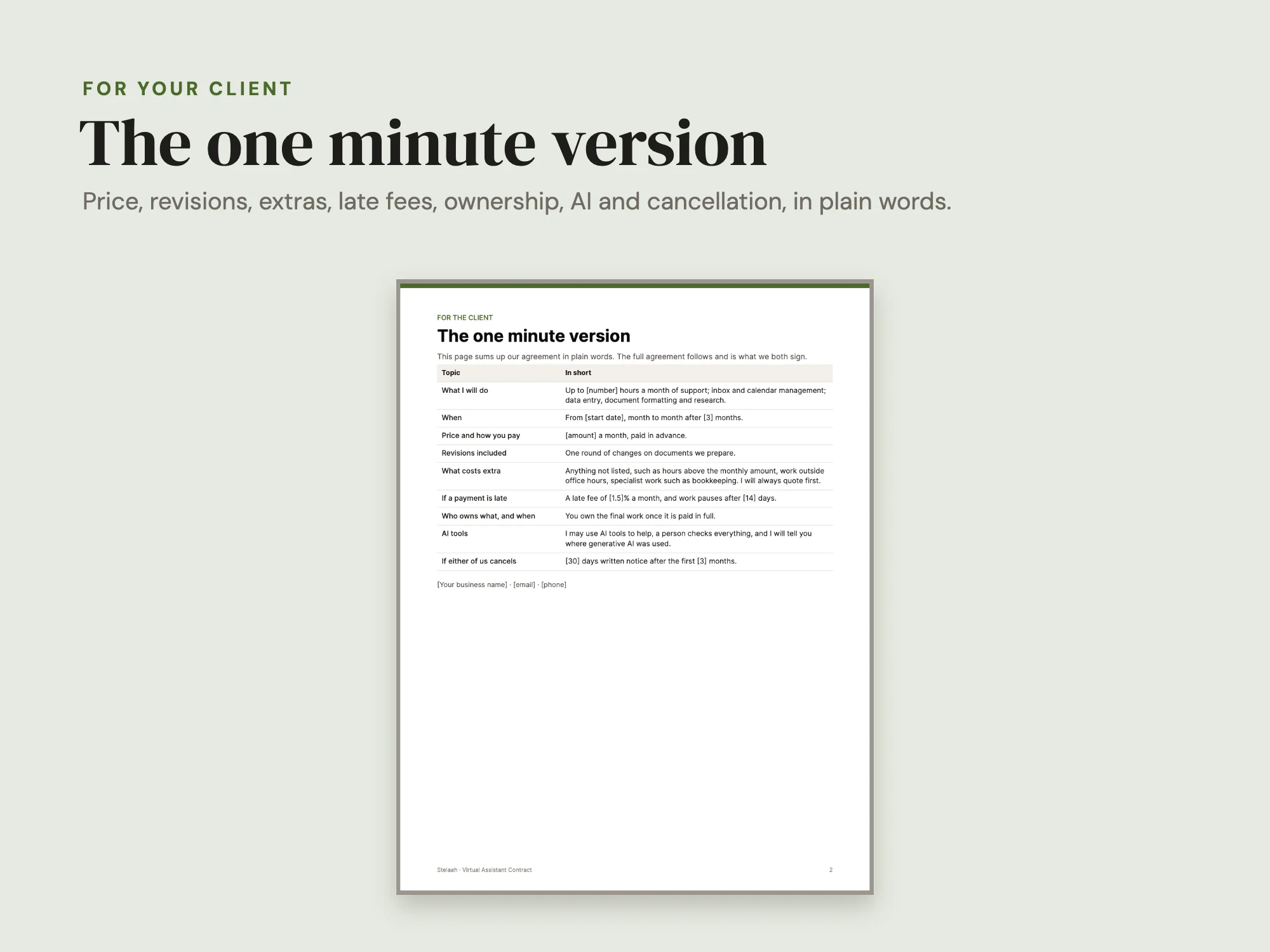 Virtual Assistant Contract: For your client