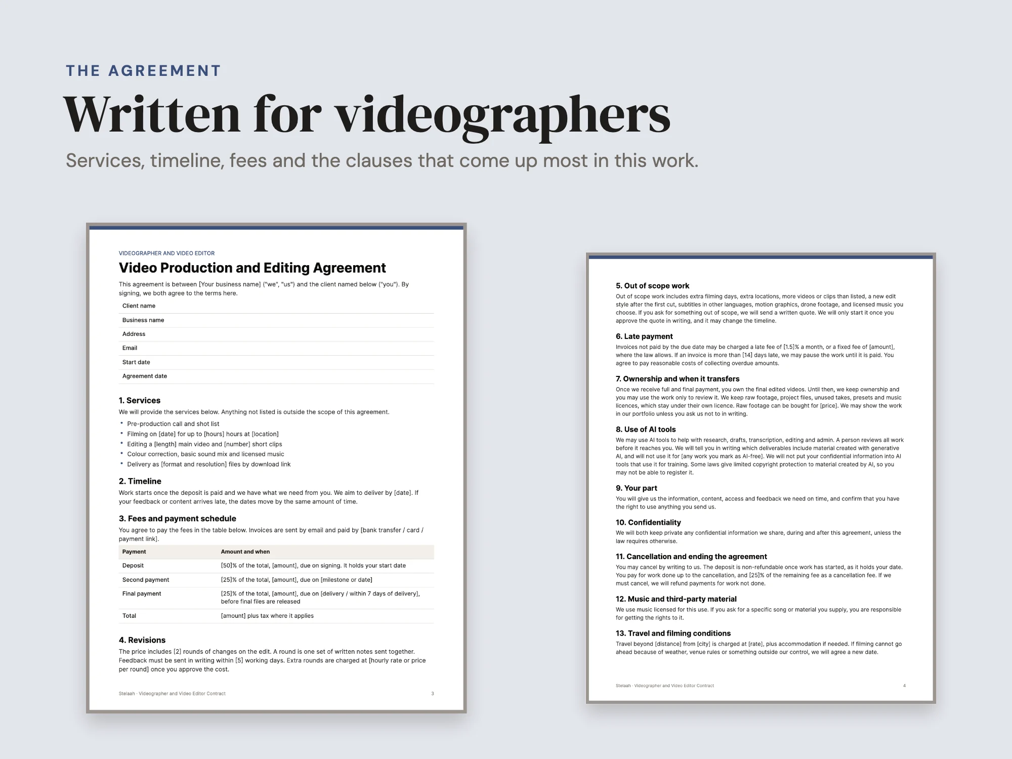 Videographer and Video Editor Contract: The agreement