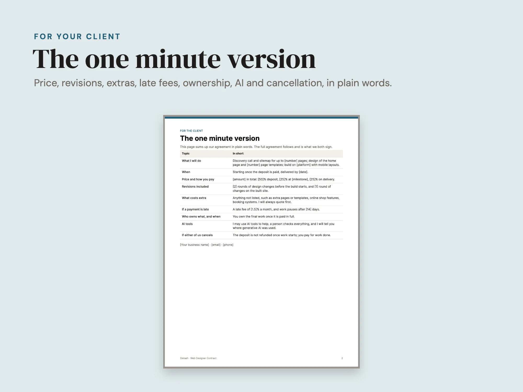 Web Designer Contract: For your client