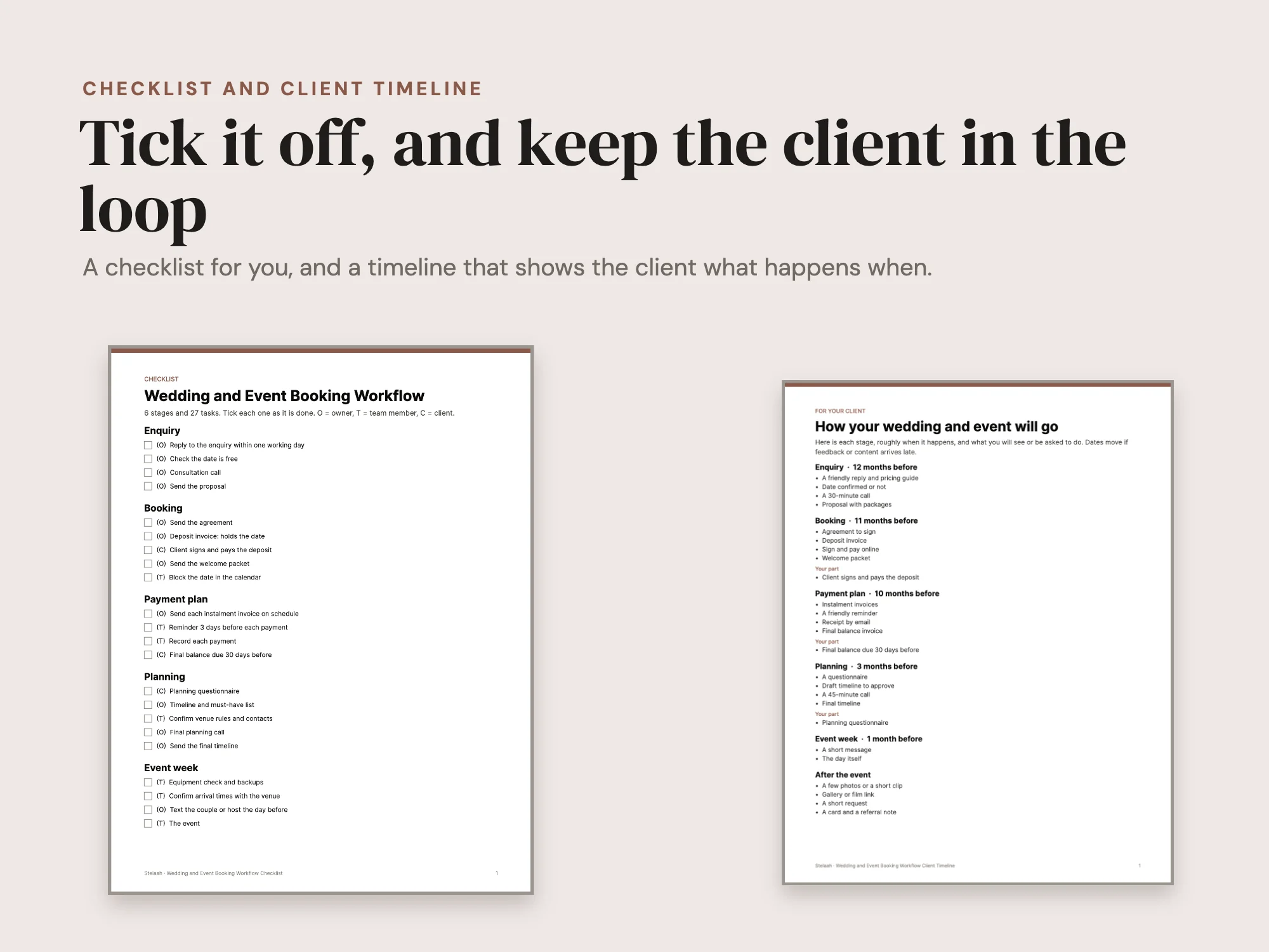 Wedding and Event Booking Workflow: Checklist and client timeline