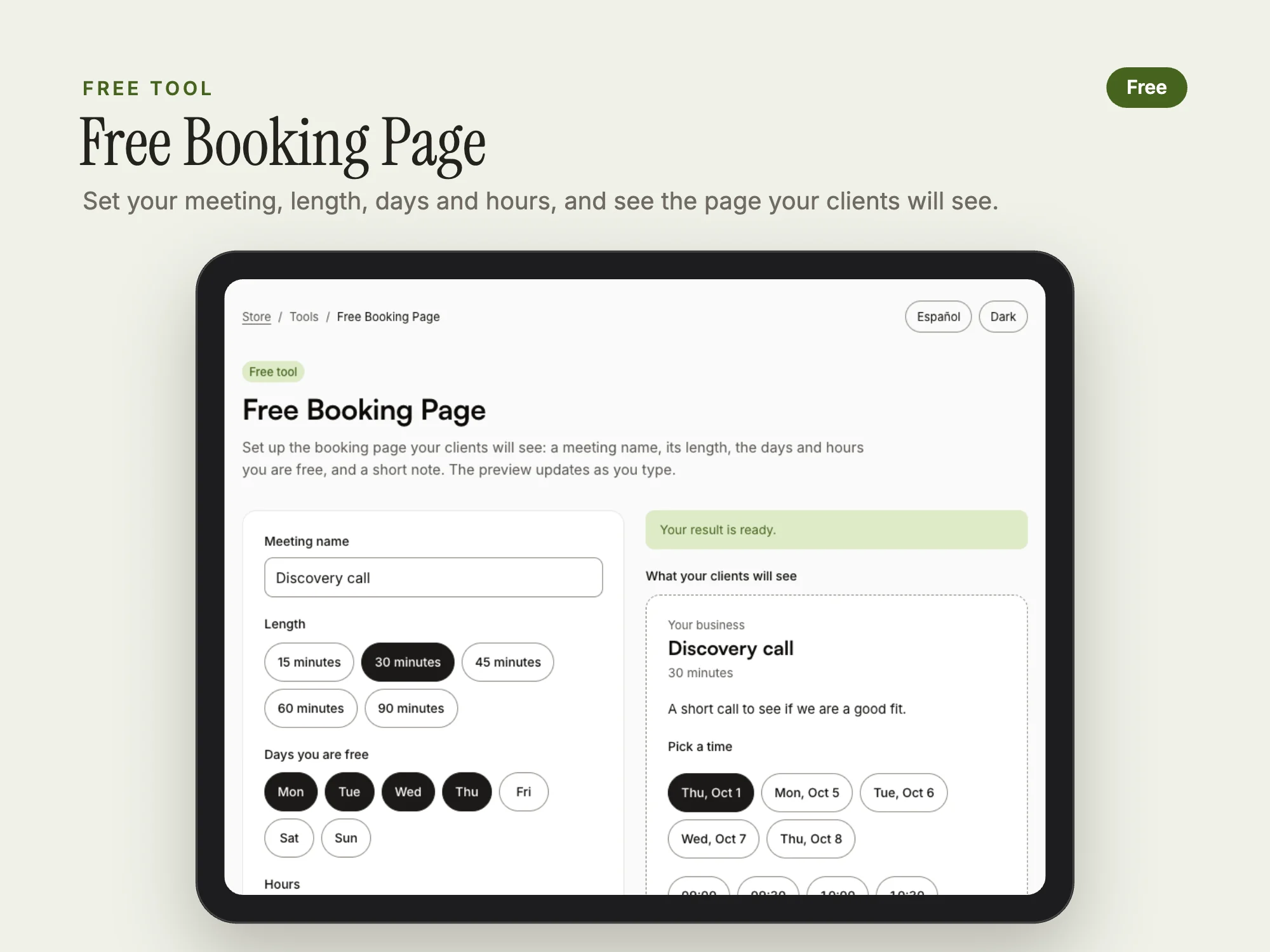 Cover of the Free Booking Page