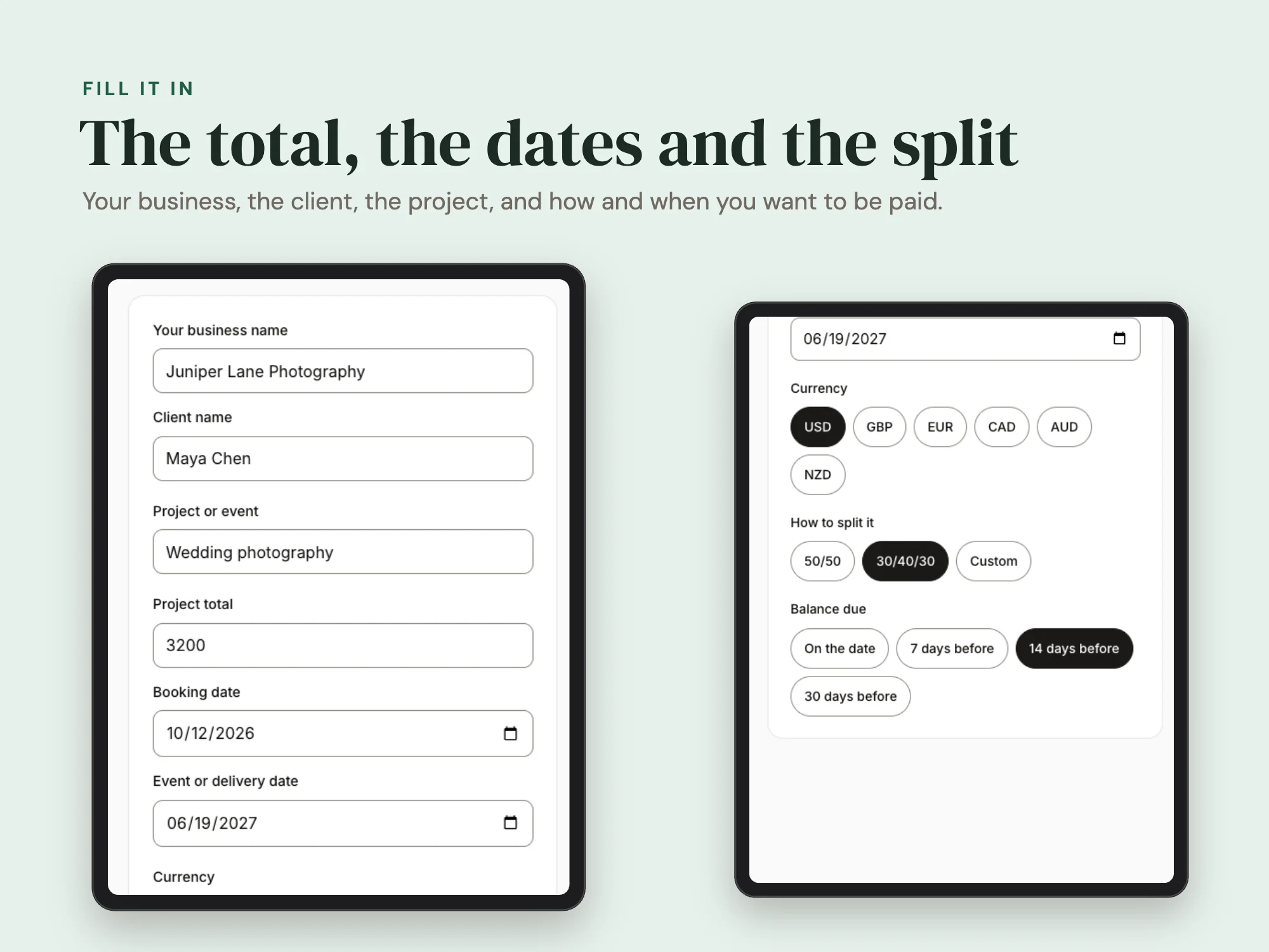 Deposit and Payment Schedule Builder: Details