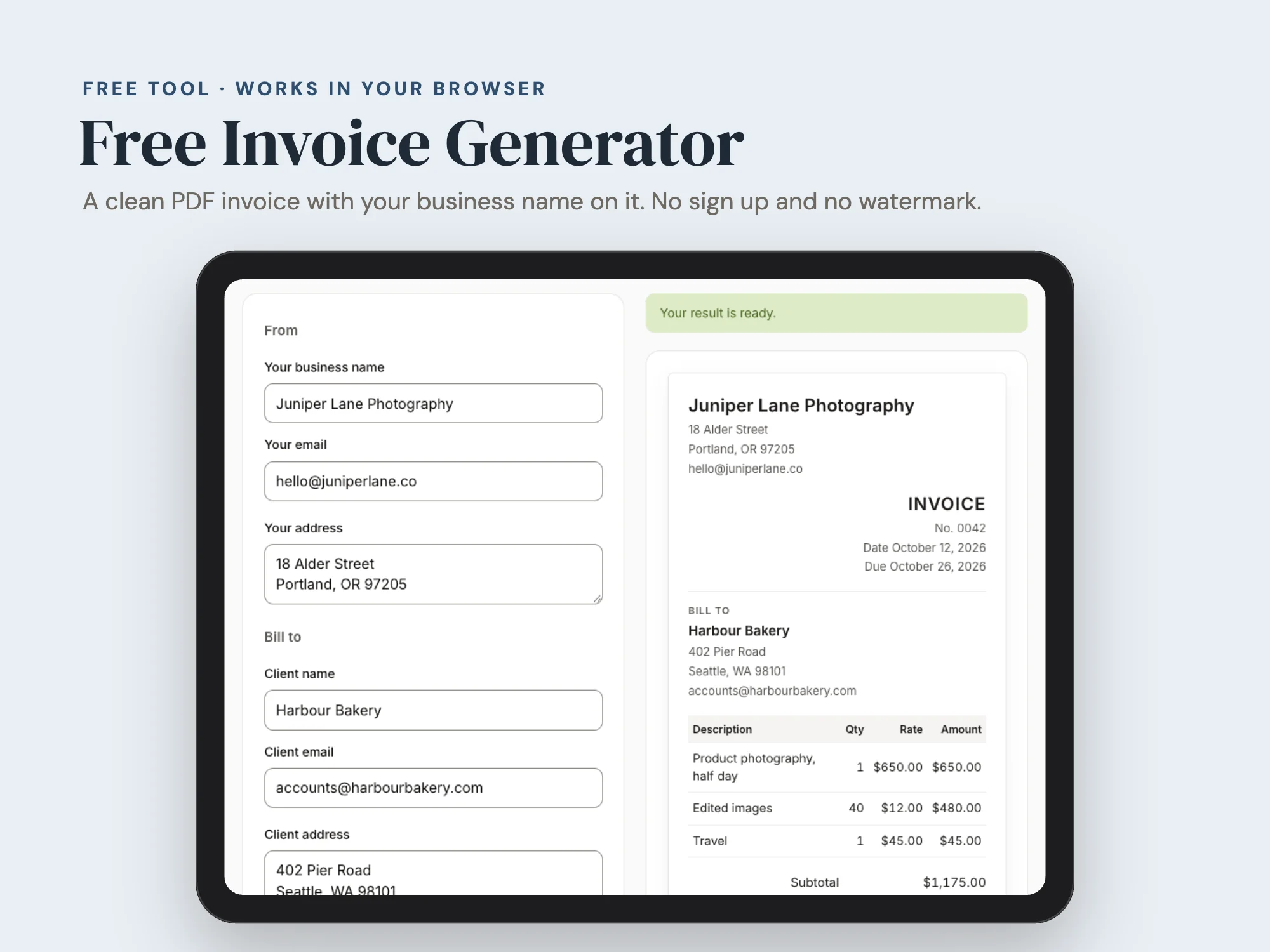 Cover of the Free Invoice Generator