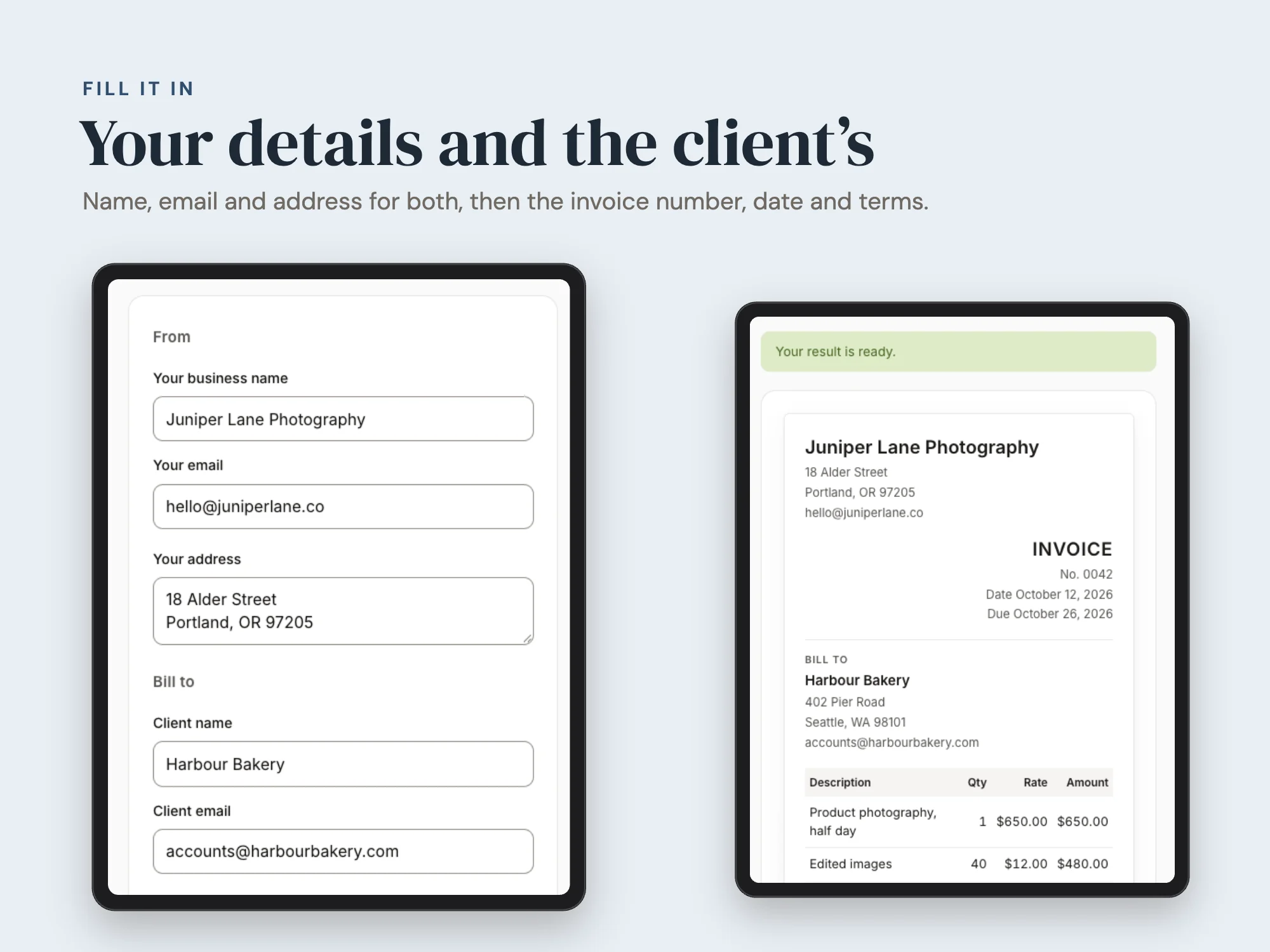 Free Invoice Generator: Details