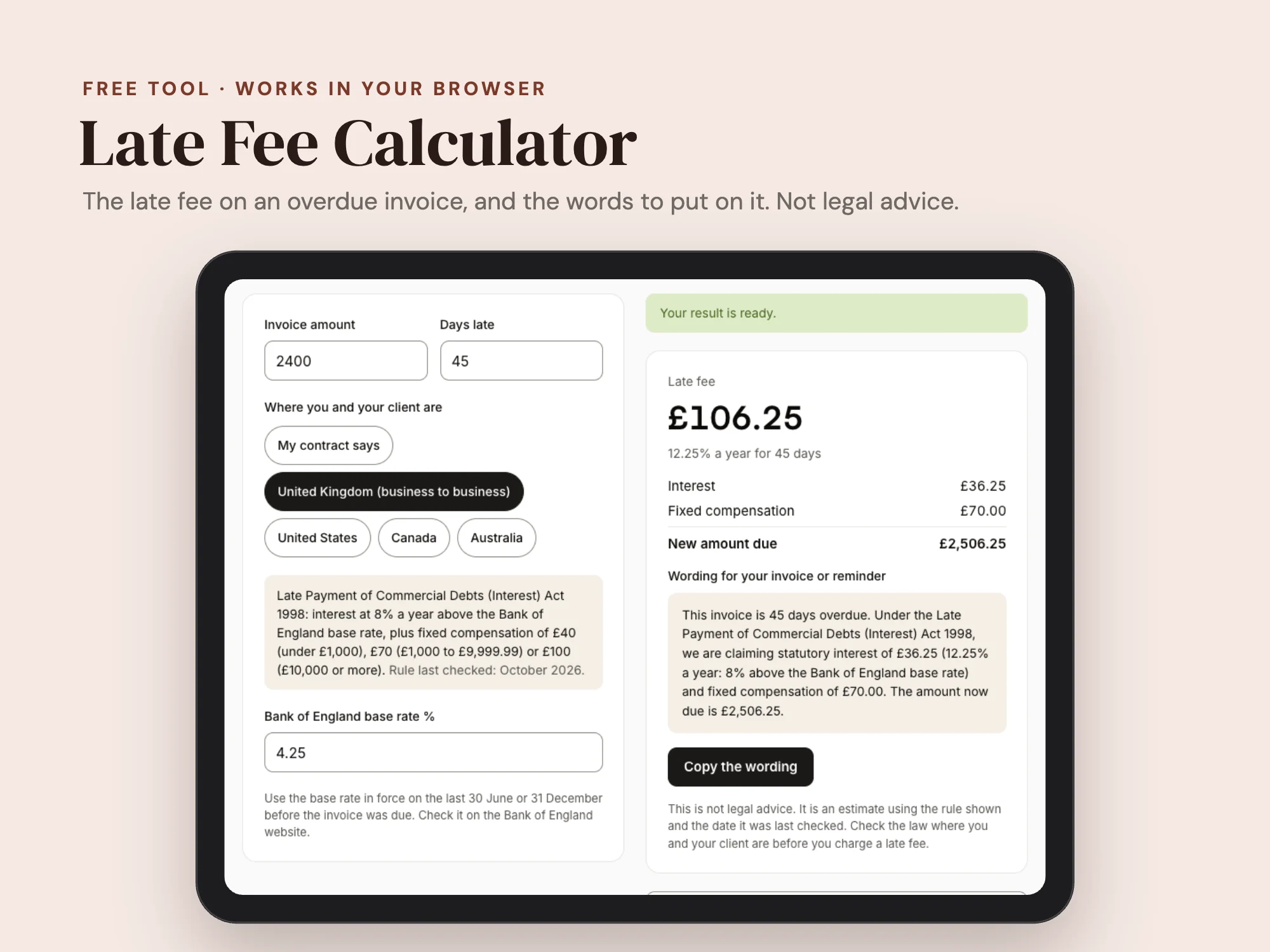 Cover of the Late Fee Calculator