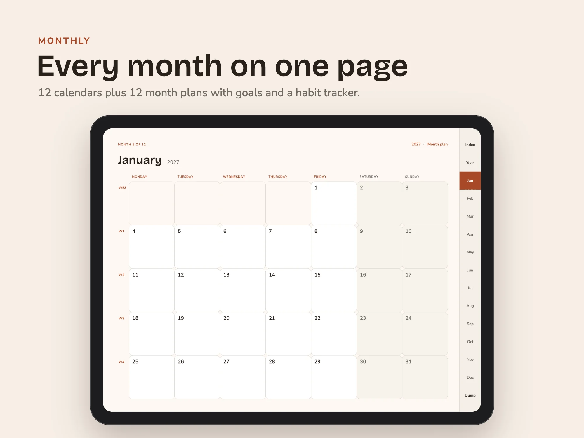 Free 2027 ADHD Digital Planner: Monthly