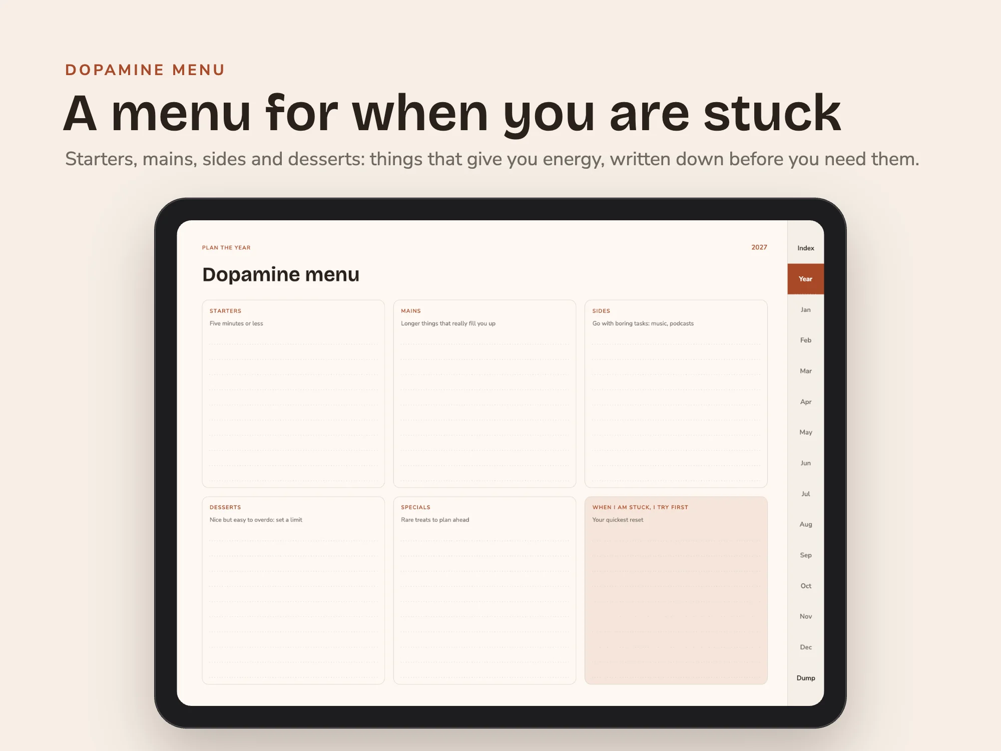 Free 2027 ADHD Digital Planner: Dopamine menu