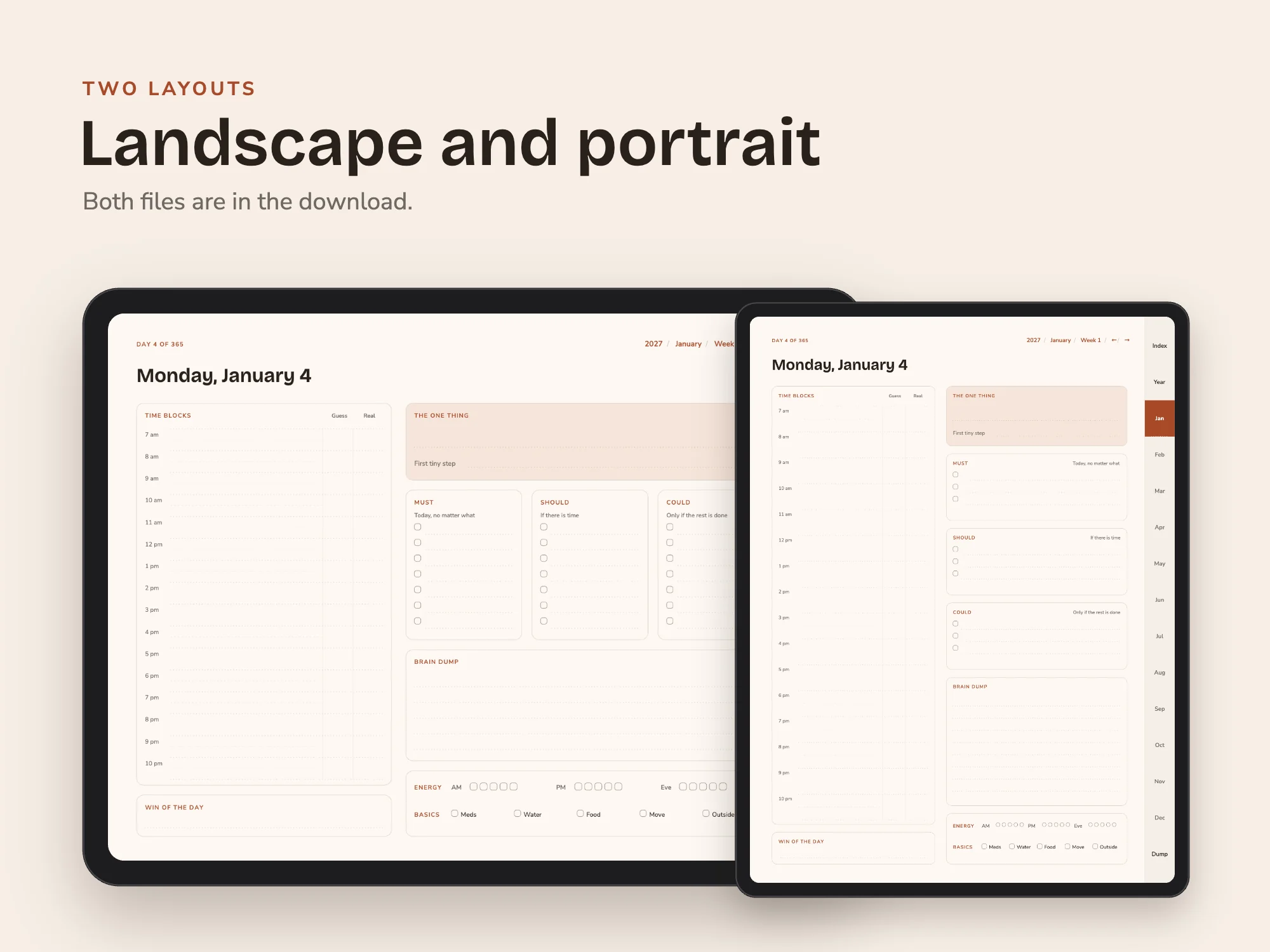 Free 2027 ADHD Digital Planner: Two layouts