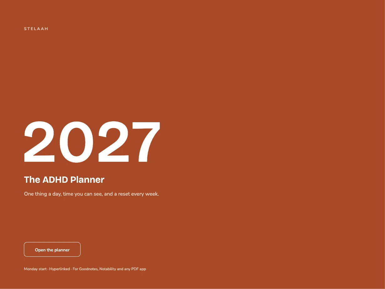 Cover of the Free 2027 ADHD Digital Planner