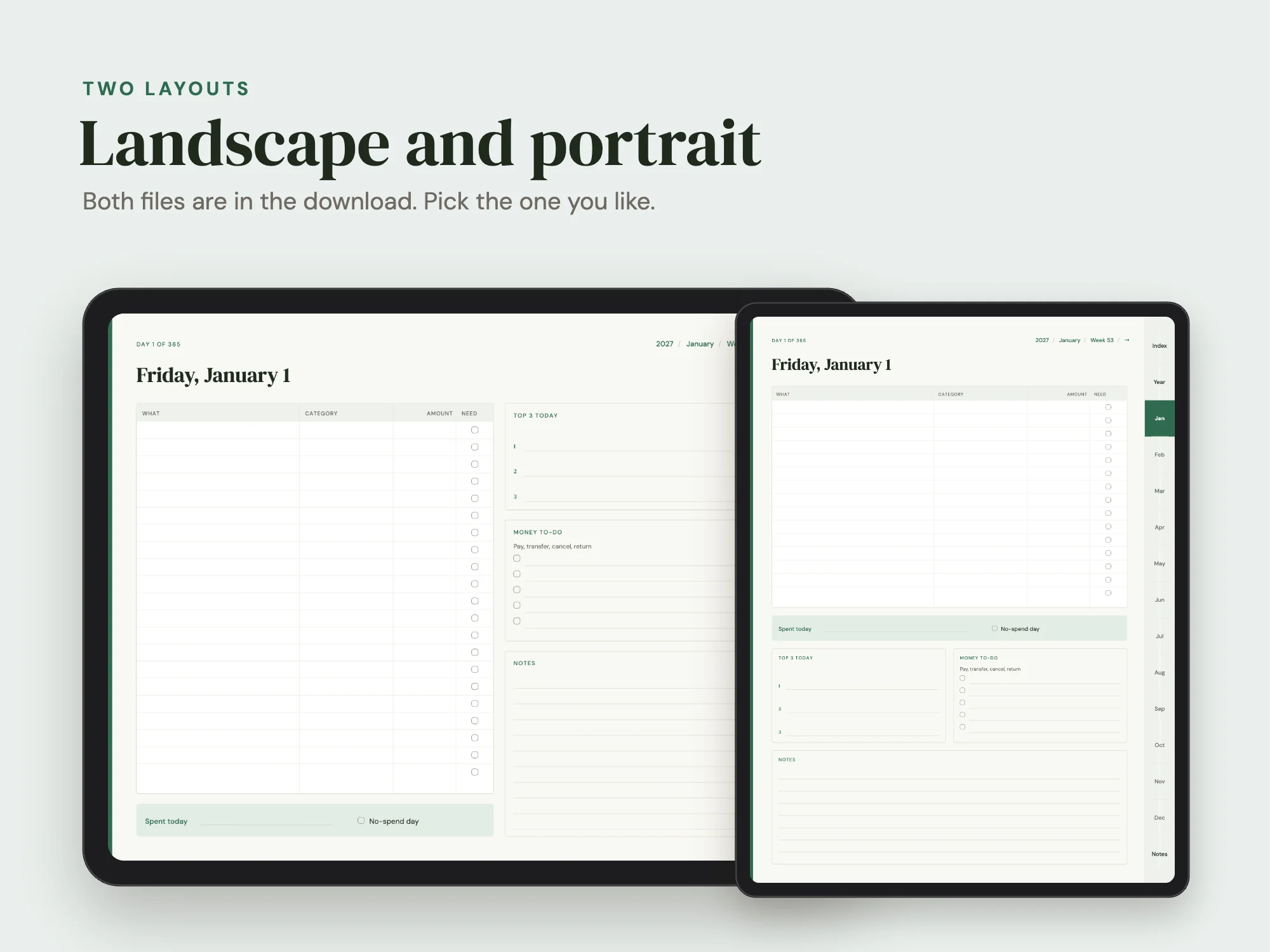 Free 2027 Digital Budget Planner: Two layouts