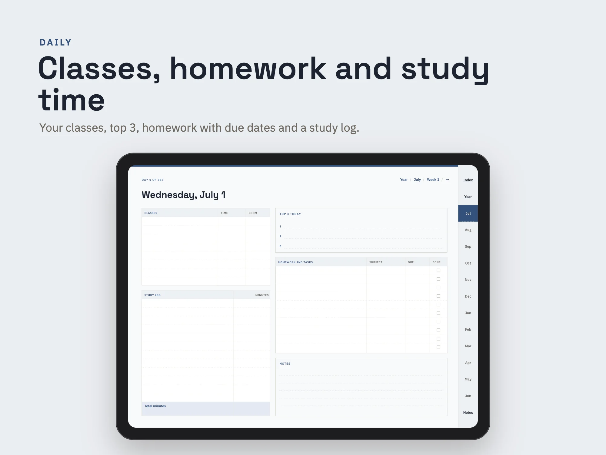 Free 2026 to 2027 Student Academic Planner: Daily