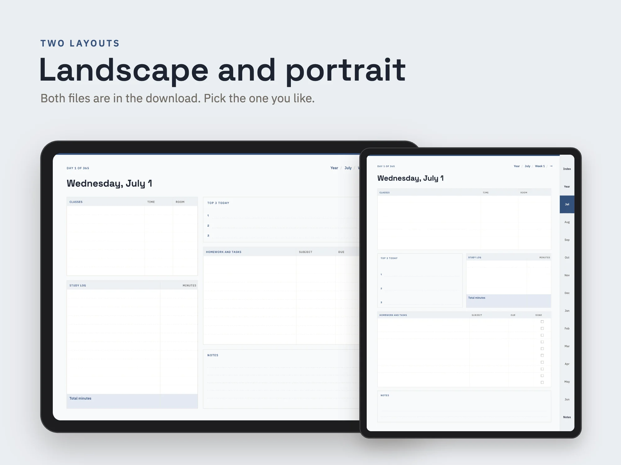 Free 2026 to 2027 Student Academic Planner: Two layouts
