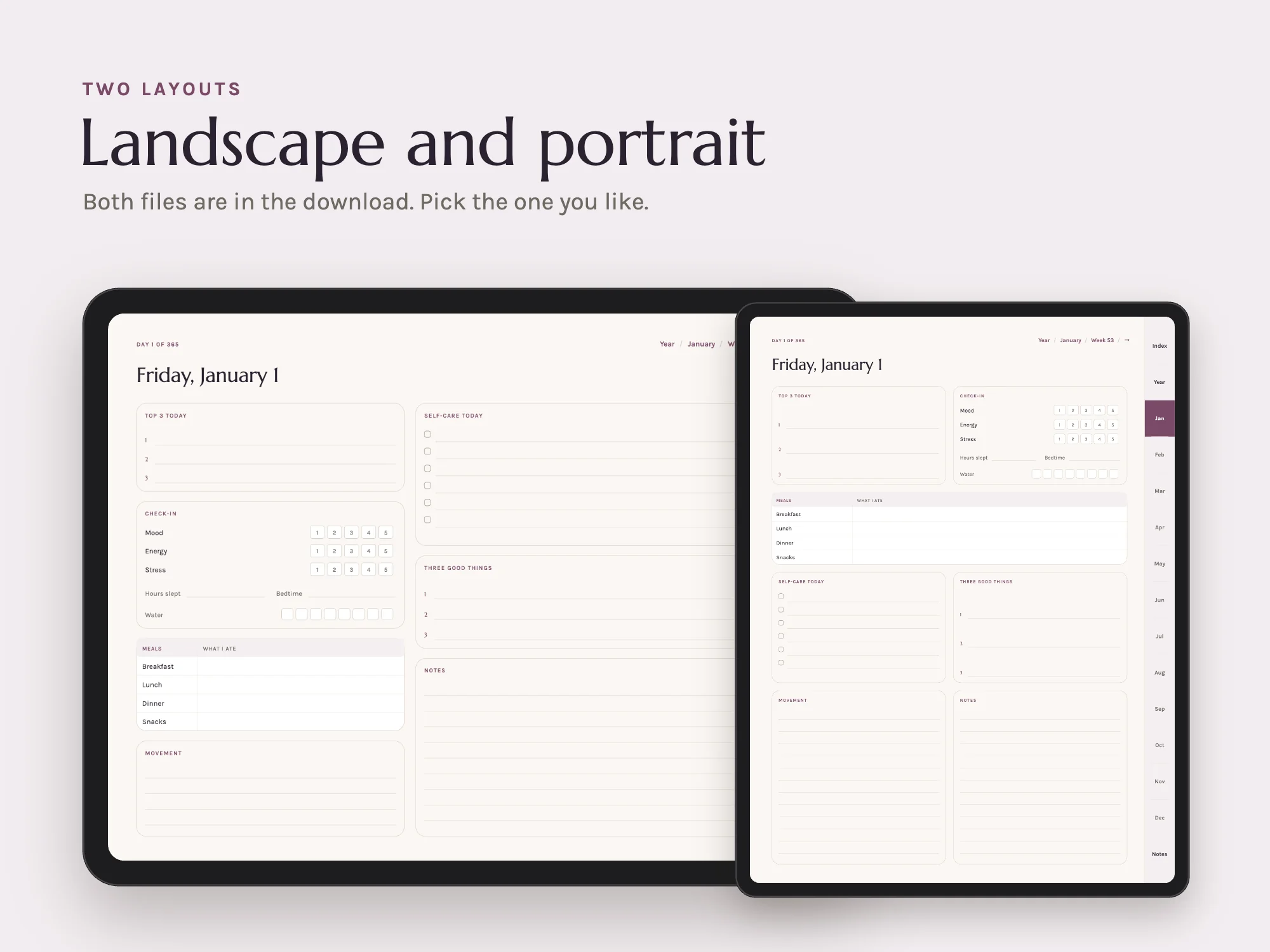 Free 2027 Wellness and Habit Planner: Two layouts